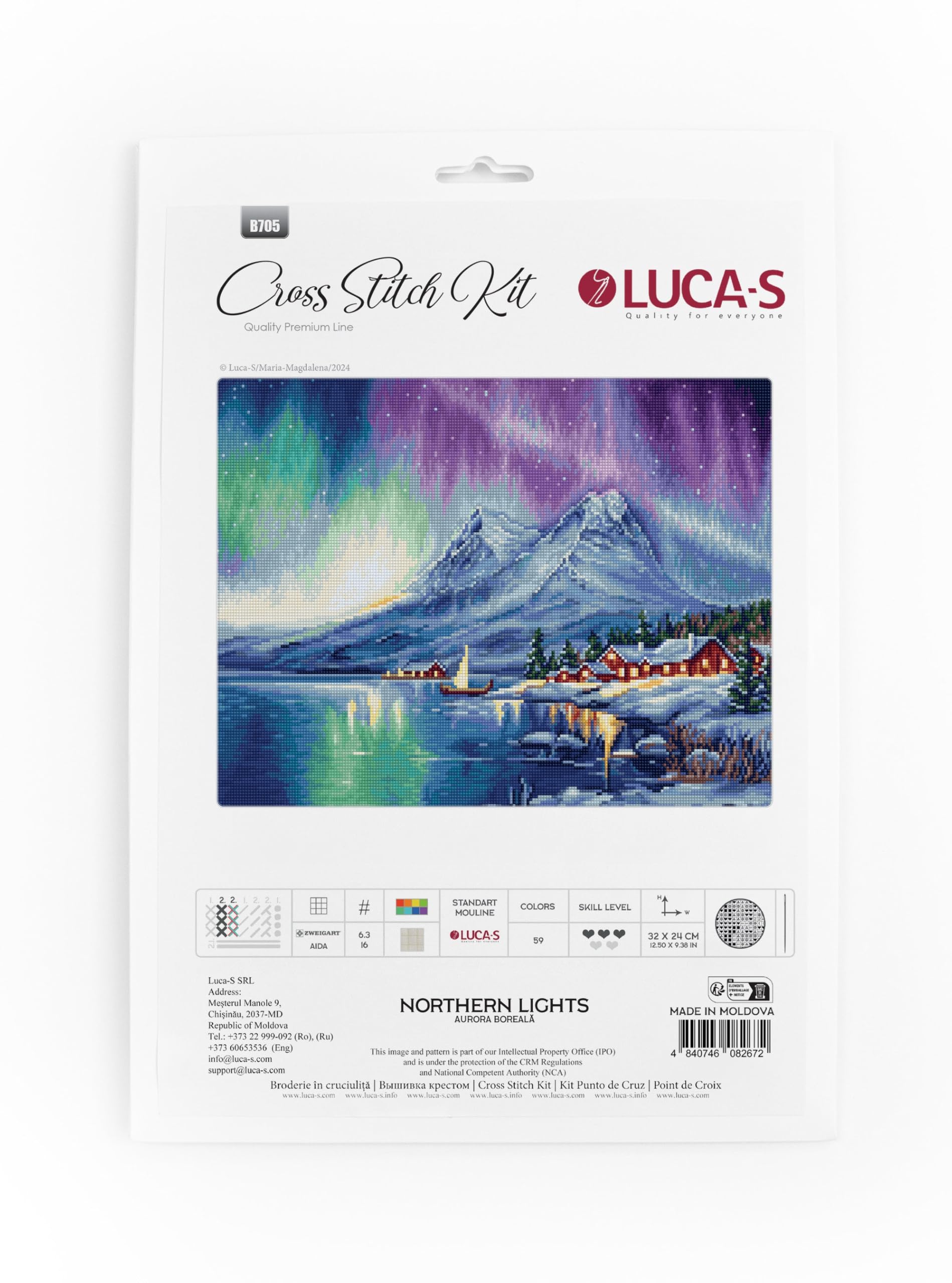 Kit Punto Croce Luca-S B705 | 32x24 Cm, 59 Colori, Fili In Cotone, Ricamo Contato Per Adulti