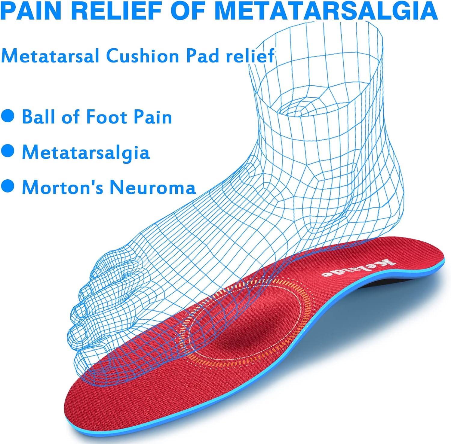 Orthotics Arch Support Metatarsalgia Insoles - Mortons Neuroma Inserts Relief Ball of Foot Pain - Orthopedic Insoles for Flat Feet - Shoe Inserts for Plantar Fasciitis (Red L) - Image 3
