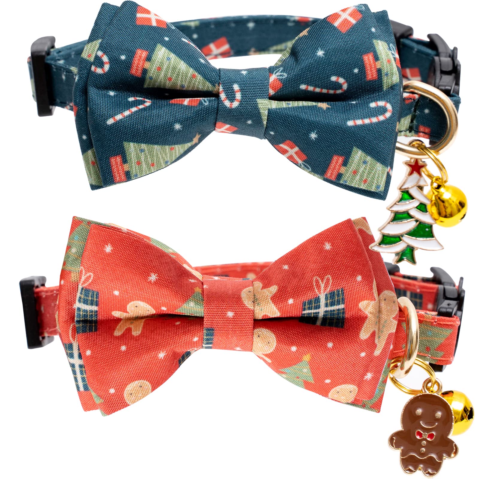 3 Colliers De Noël Pour Chat - Nœud Papillon Rouge/vert Avec Clochette, Longueur Réglable 23-32cm - Cadeau Mignon Pour Fêtes