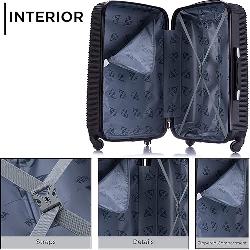 Miniatura 3 de InUSA Royal Collection Maleta de viaje con cuatro ruedas giratorias y tachuelas, Negro -, Royal