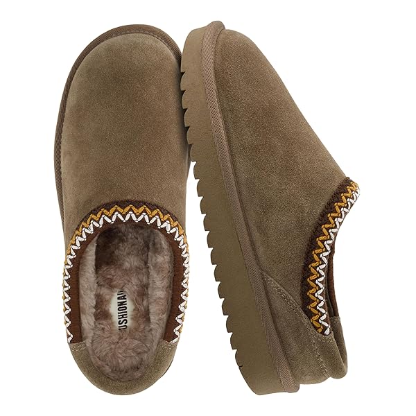 CUSHIONAIRE Keto Womens Slippers Slip-On Suede Mule Slipper - Cozy & Stylish, Memory Foam & Faux Fur Lining, Wide Widths Available