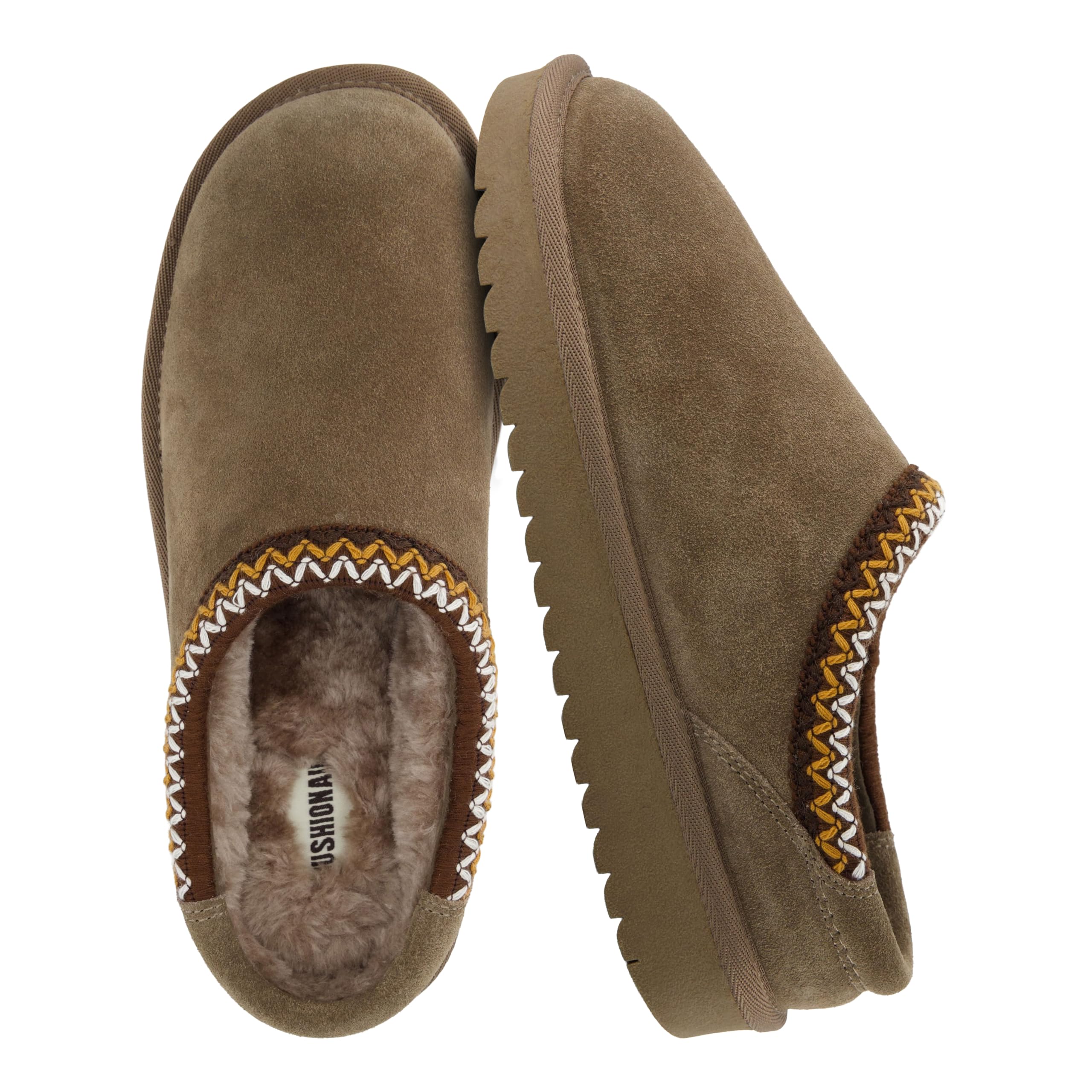 CUSHIONAIRE Keto Womens Slippers Slip-On Suede Mule Slipper - Cozy & Stylish, Memory Foam & Faux Fur Lining, Wide Widths Available