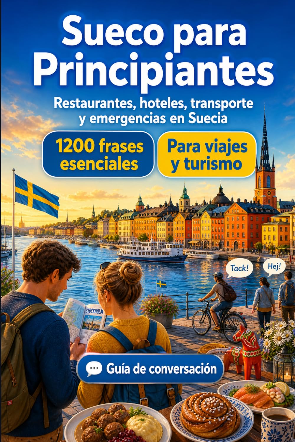 Sueco Para Principiantes: 1200 frases esenciales en Sueco para viajar en Suecia: Guía fácil de pronunciación, conversaciones cotidianas, restaurantes, hoteles, transporte, compras, emergencias