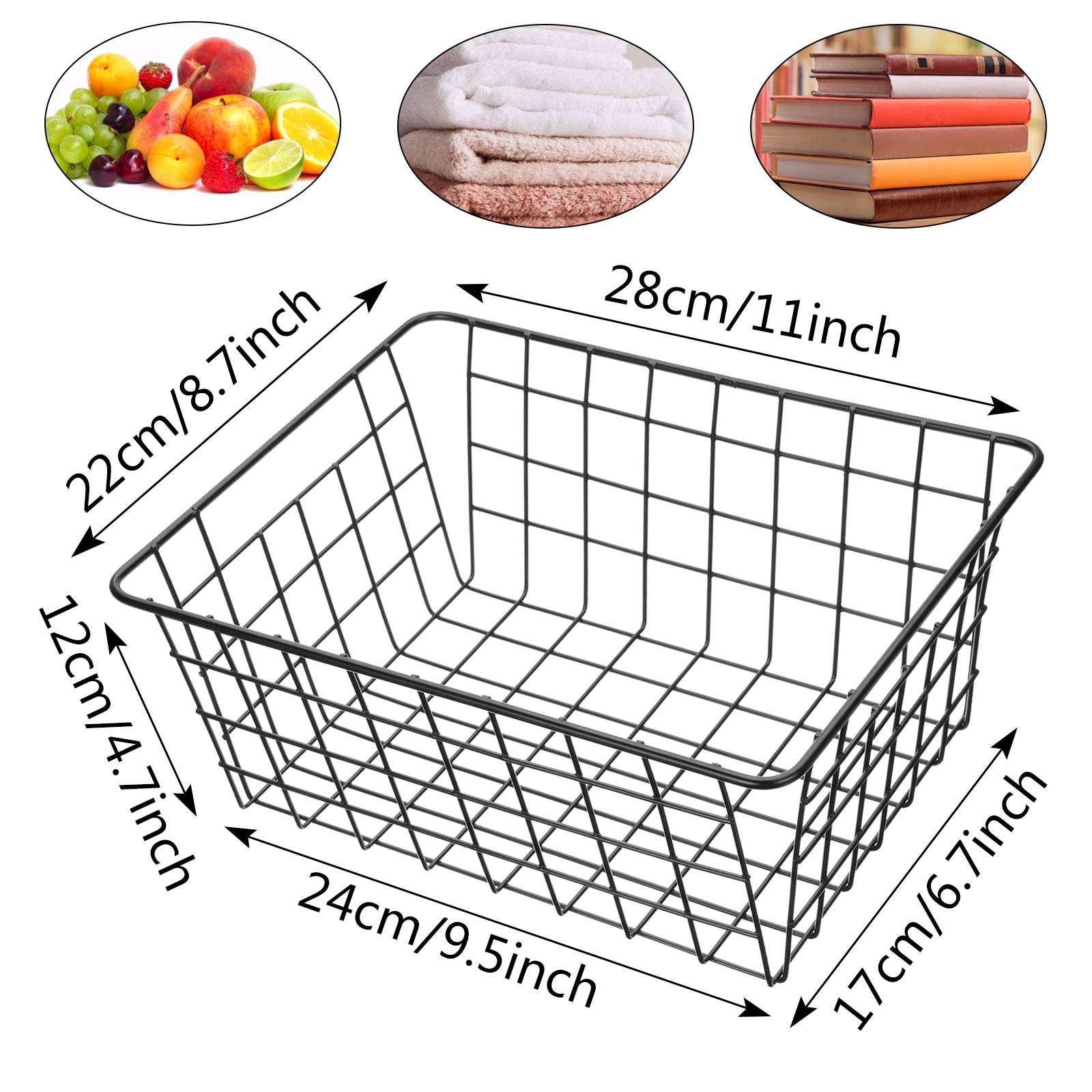 Drahtaufbewahrungskorb Set – 5 Stück, 28x22x11 Cm | Für Küche, Kleiderschrank & Bad | Praktischer Haushalts-Organizer