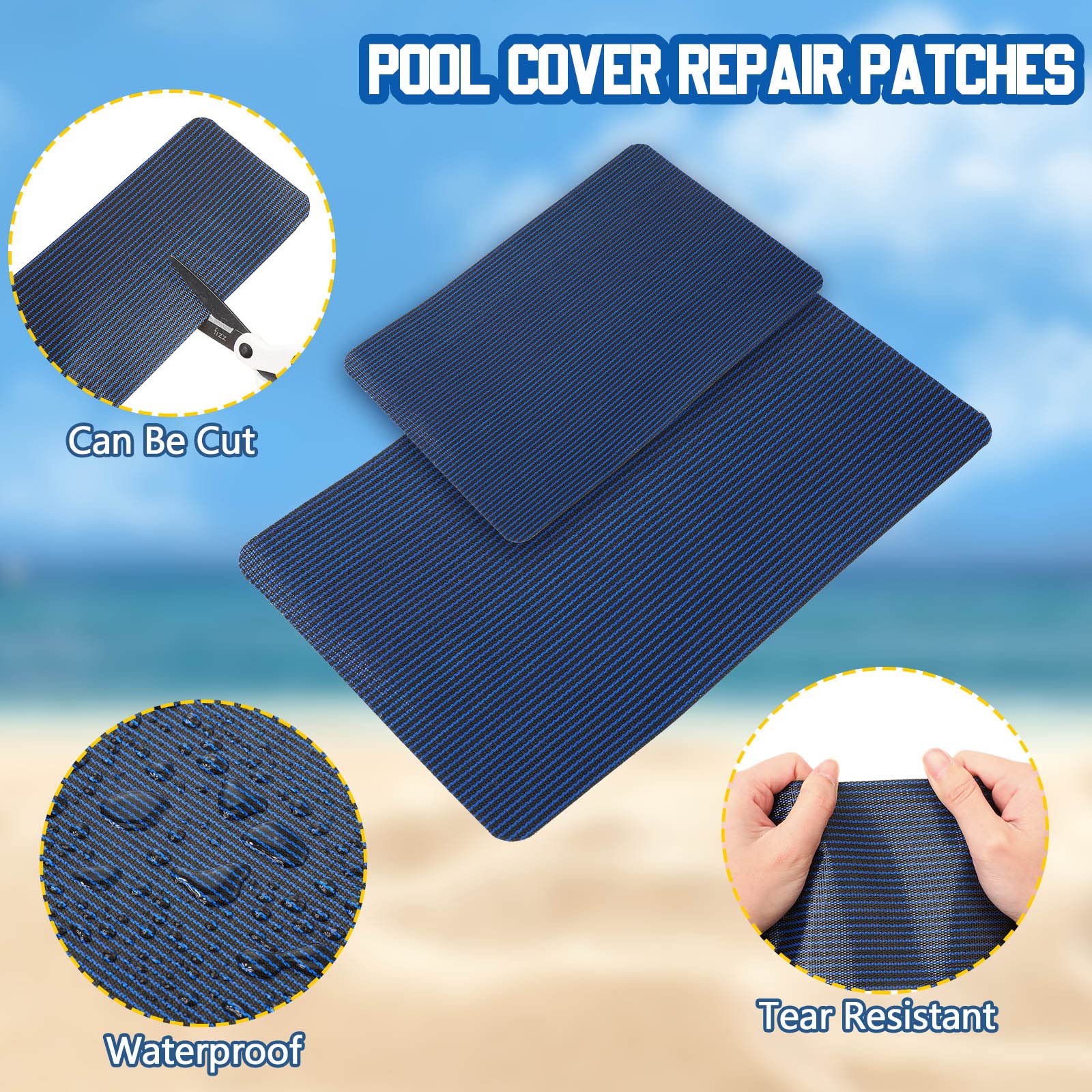 Yhsioaklo Kit De Réparation Pour Piscine,3X Kit De Réparation Avec Patchs Pour Couverture De Sécurité De Piscine | Toile Adhésive Résistante Aux Déchirures Pour Piscine, Spa Et Étang