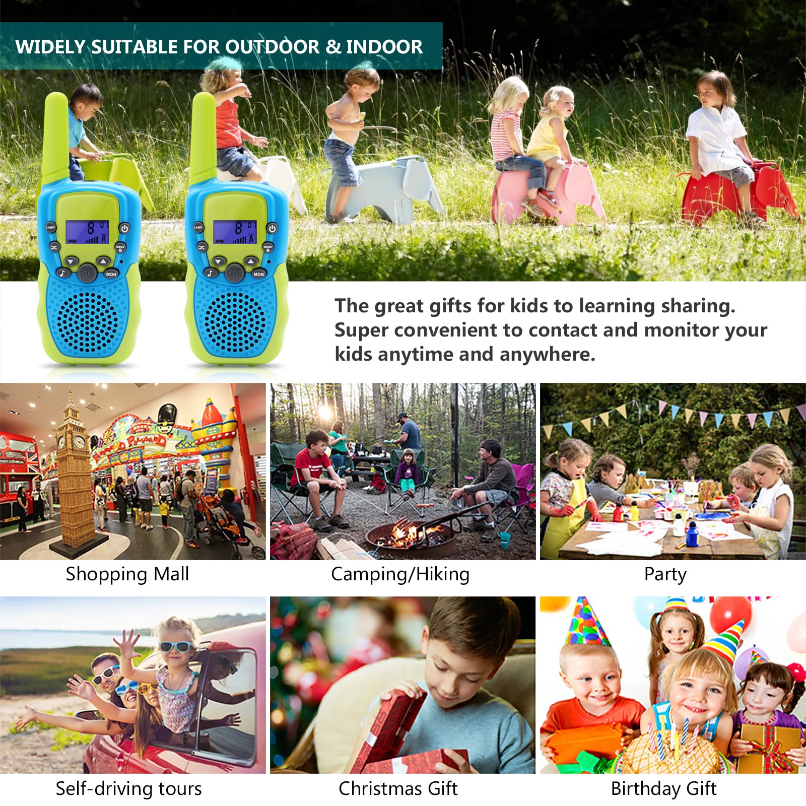 Walkie Talkies for Kids, Toys for 3 to 14 Year Old Children's 2 Way Radio 3 Miles Range for Outside Adventure Game Camping Hiking (T-388 Blue) - Image 4