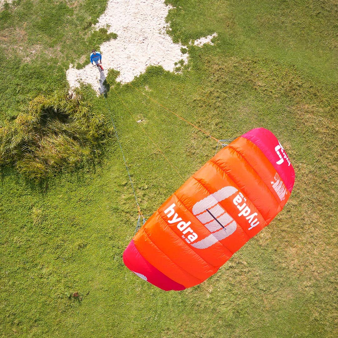HQ HQ4-Kites Hydra, Größe 300, 350, 420, Dreileiner Lenkmatte Trainerkite, Perfekter Einstieg ins Powerkiten an Land oder im Wasser, inkl. 200kp Dyneemaschnüre 3x20m auf 3-line Controlbar 50cm