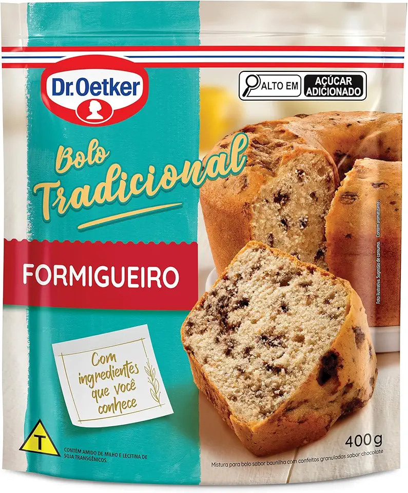 Dr. Oetker Bolo Tradicional Sabor Formigueiro, Fácil Preparo, Mistura Pronta para Massa, Sobremesa Fofinha e Saborosa, 400g