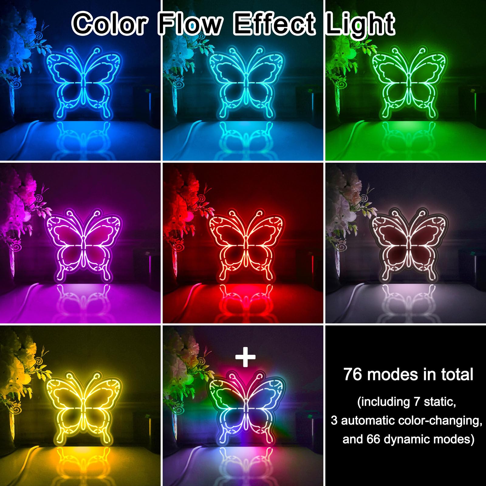 Bella scatola luminosa a LED a forma di farfalla, decorazione artistica da parete, cartello luminoso, decorazioni da scrivania, regalo per gli amanti della natura, appassionati di insetti (RGB