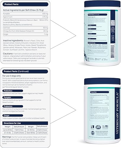 Miniatura 10 de Veterinary Formula Suplemento de salud intestinal para perros - Masticables probióticos formulados por veterinarios con enzimas digestivas y fibra -