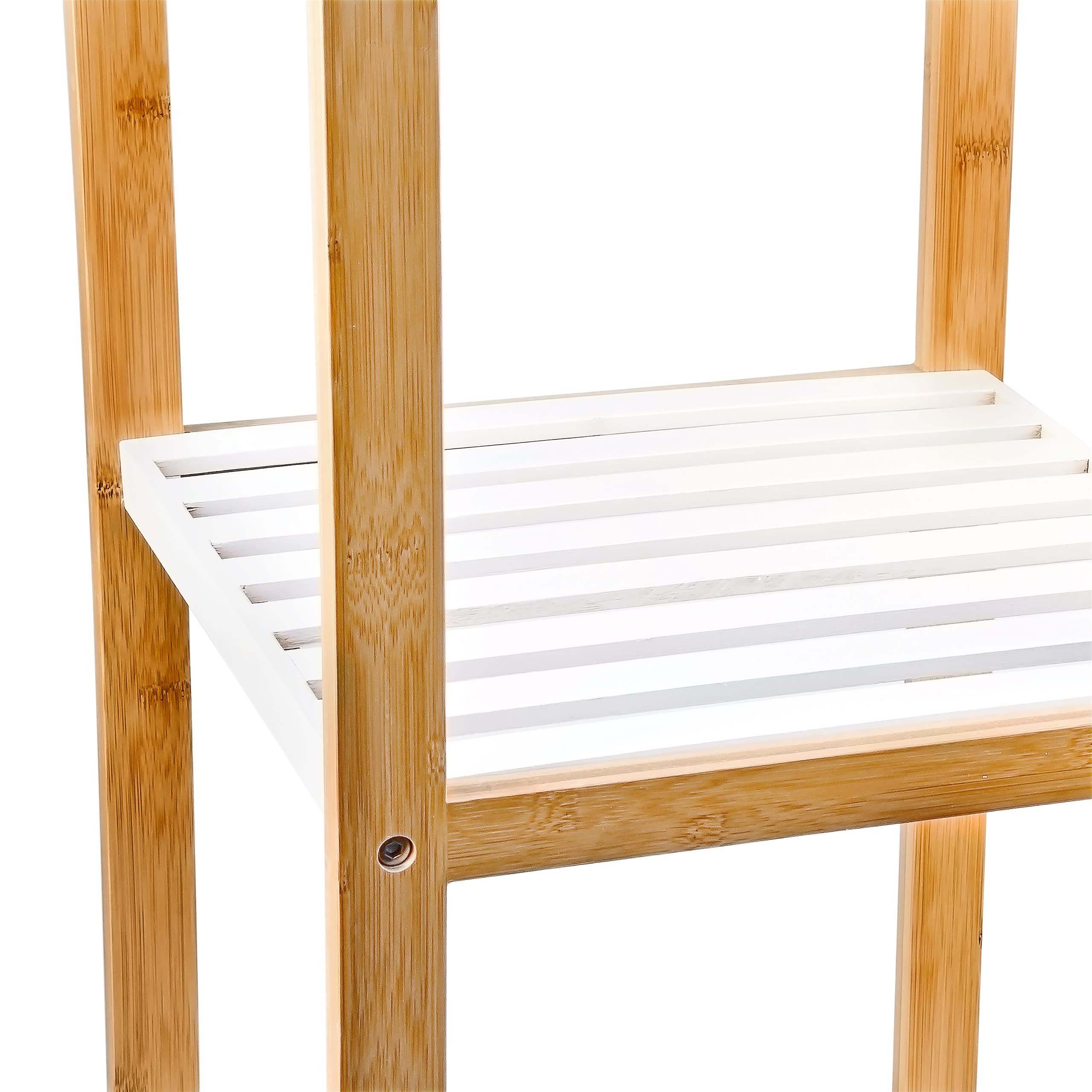 Relaxdays Scaffale da Bagno in bambù, HLP: 80 x 33 x 34 cm, 3 Ripiani, Mobiletto Salvaspazio Cucina, Naturale Bianco, Legno