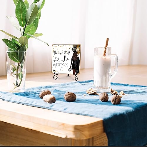 Miniatura 4 de Regalos de graduación para ella, decoración de escritorio inspiradora placa de madera con soporte, regalo de felicitaciones para graduados