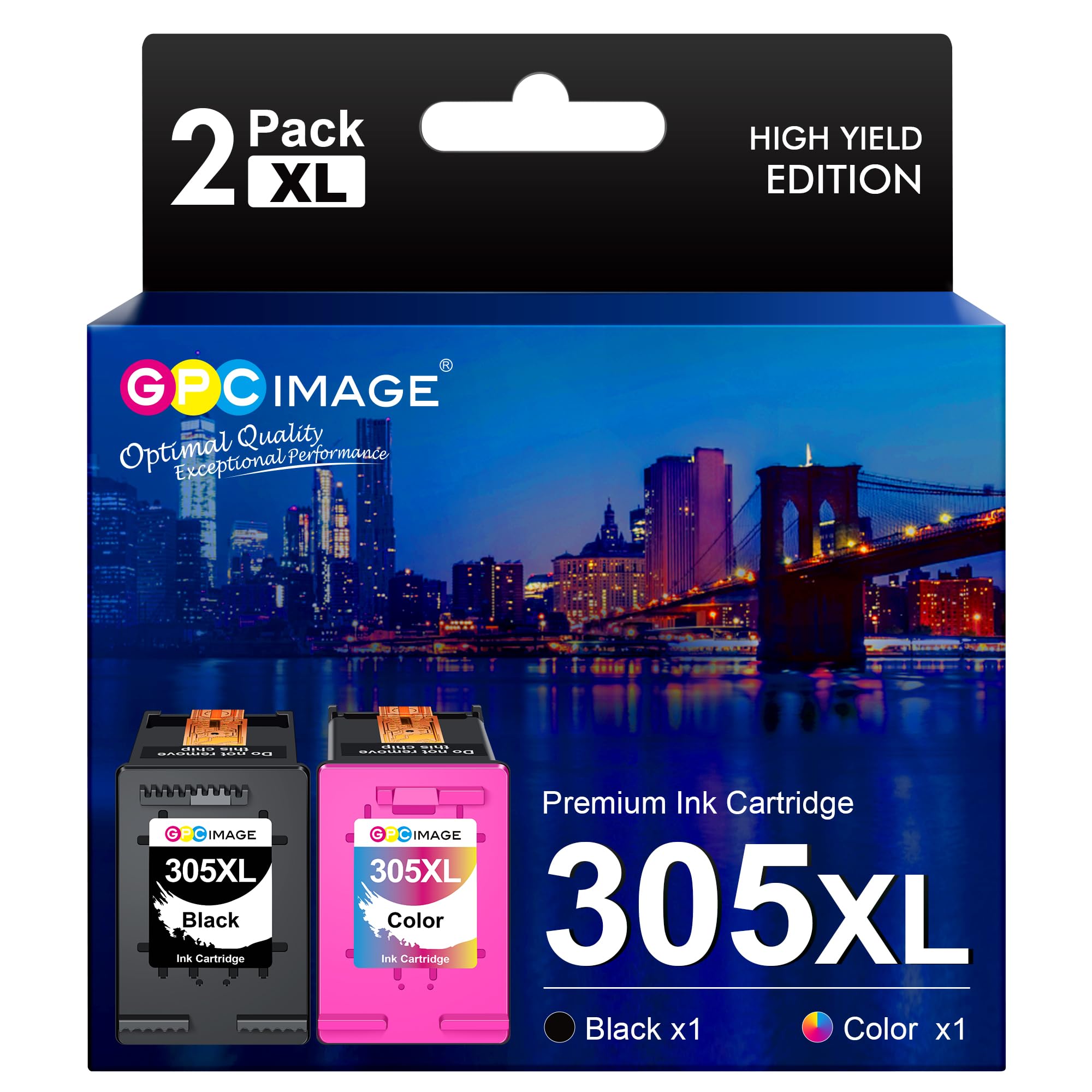 GPC Image 305XL High Yield Replacement for 305 Ink Cartridge 305 XL Compatible for DeskJet 2300 2700 4100, Envy 6000 6400 Series Printers (2 Pack, Black and Tri-color)