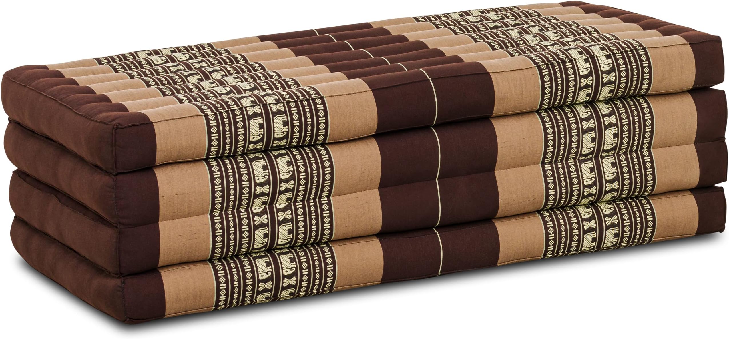 livasia Folding mattress with 100% natural Kapok filling, day bed, foldable cushion, extra large, XXL (brown-elephant)
