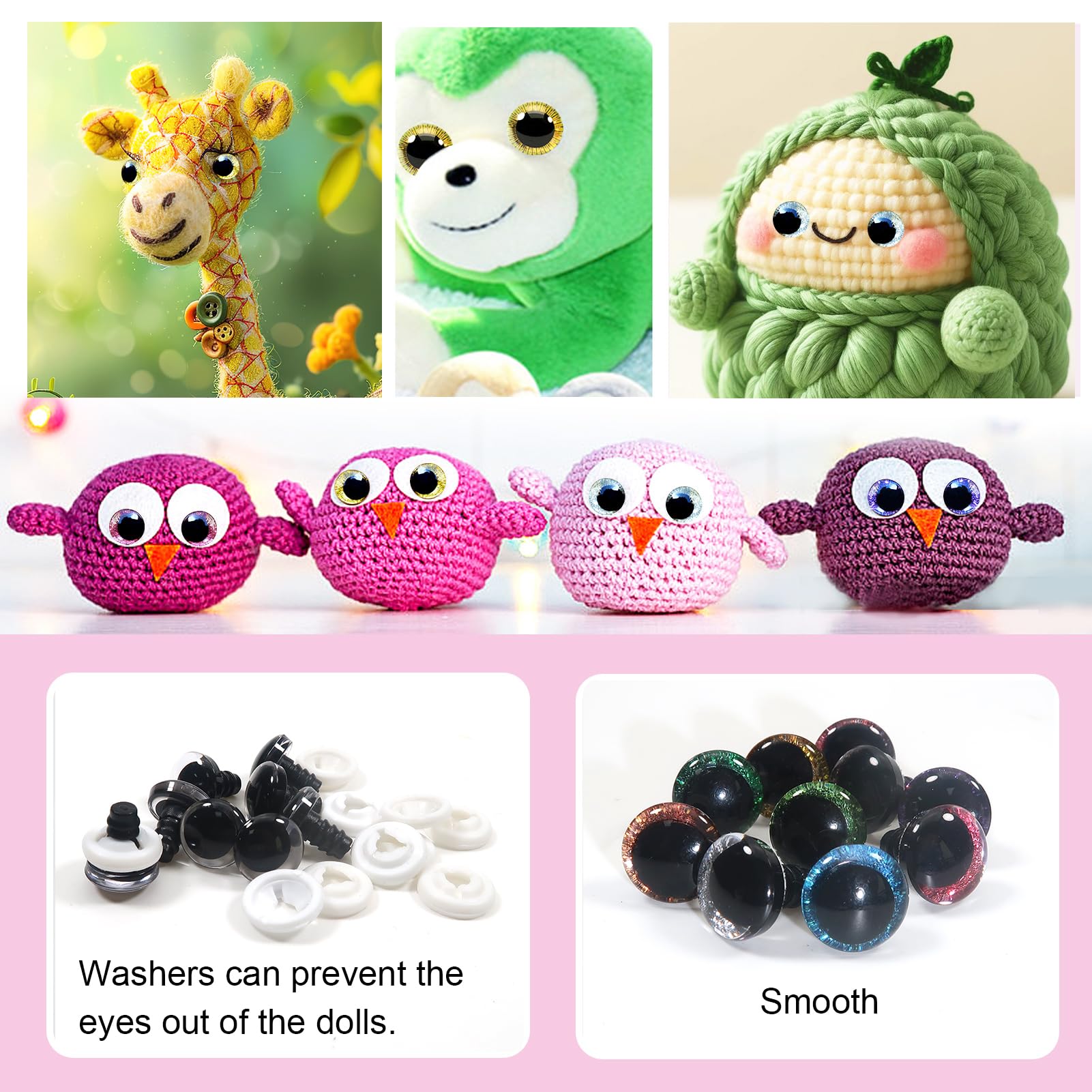 Veiligheidsogen TOAOB DE ENIGE BABY voor gehaakte dieren Veiligheidsogen TOAOB DE ENIGE BABY voor gehaakte dieren