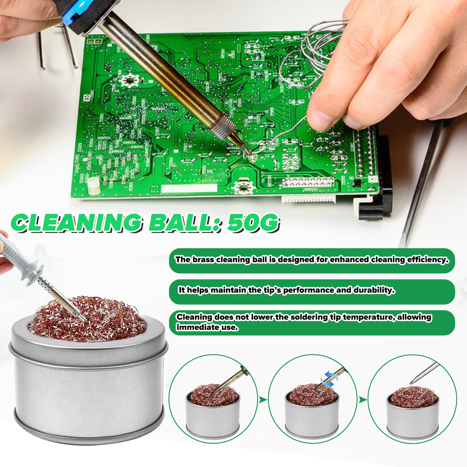 Lötzinn mit Flussmittel Löten Bleifreier Lötdraht, Lötspitzenreiniger Löt Zubehör lötzinn Set, Lötflussmittel Soldering Wire, Lötkolben Zubehör für Reparatur Elektrolöten Heimwerken