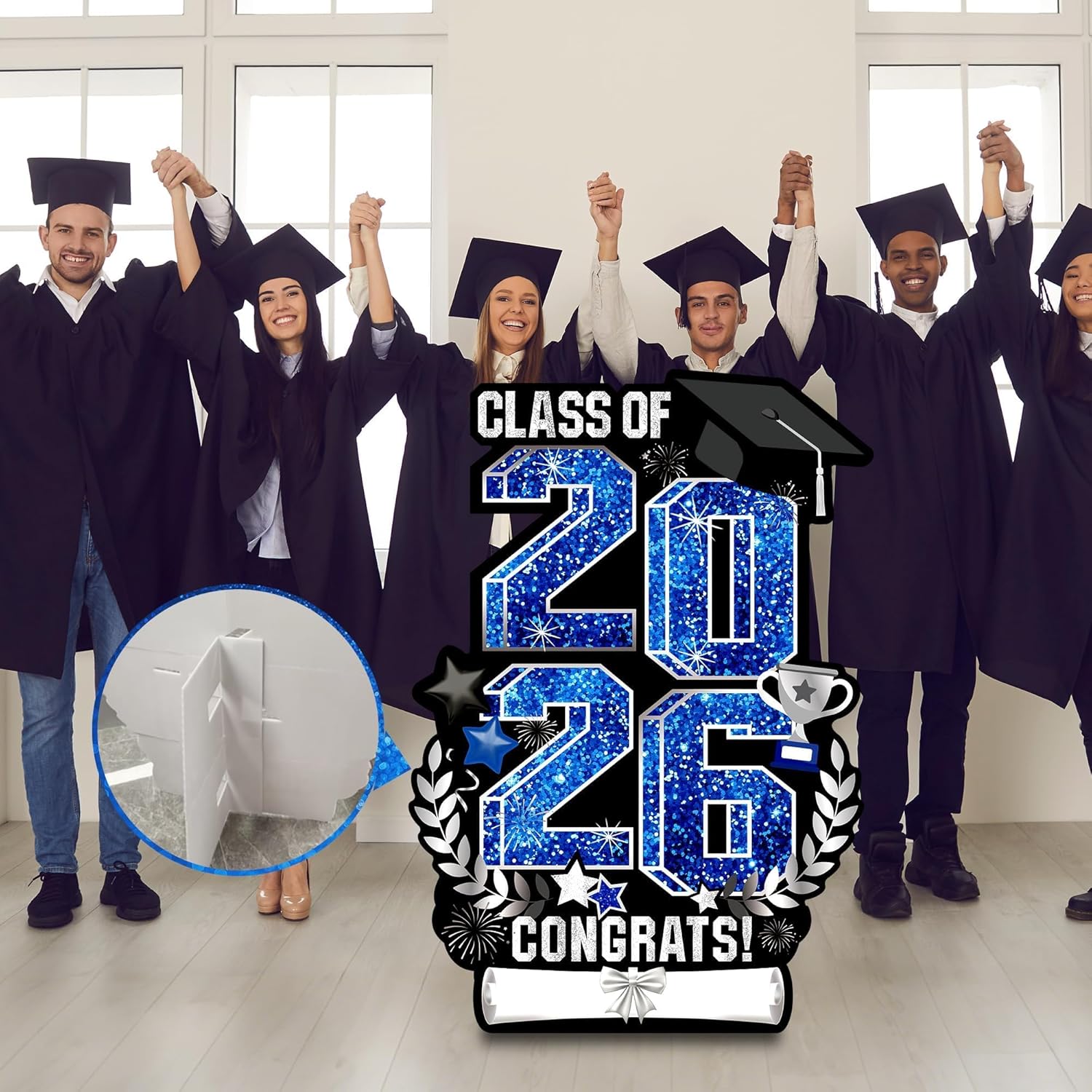 Aneco 45 Inch Graduation Decorations Yard Signs Class of 2026 Outdoor Lawn Yard Signs with Stakes Congrats Grad Lawn Decor High School College Graduation Party Decorations Supplies, Blue
