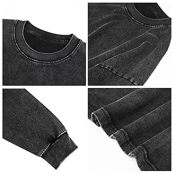 ISYBLO Mens Crewneck Pullover Cotton Washed Vintage