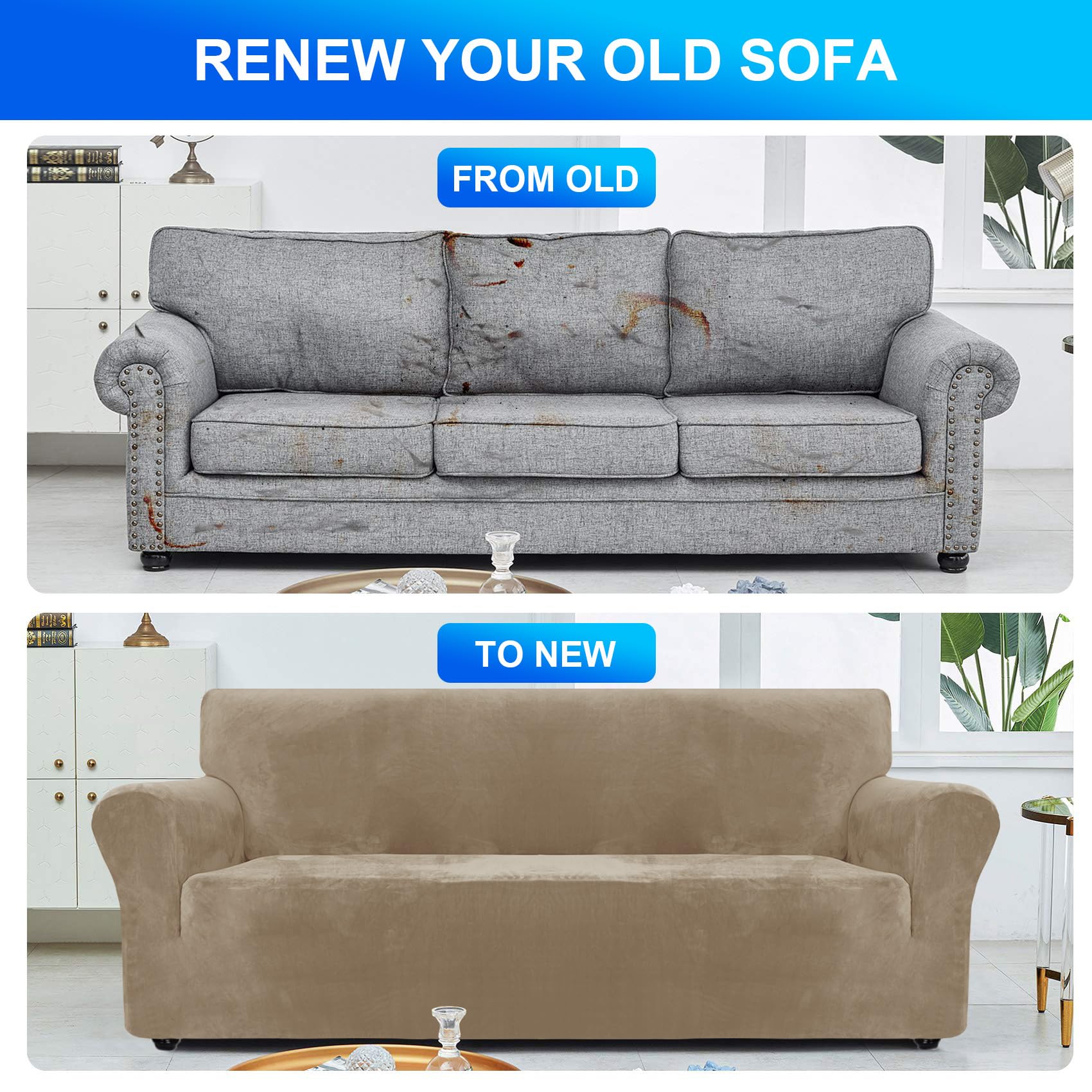 YSTELLAA Stretch Bankhoes 1 Zit, Universele Bankhoezen Met Armleuningen, Elastische Sofahoes Voor Woonkamer, Krasbestendig Sofa Meubelhoes Voor Huisdier Vriendelijke, Turquoise