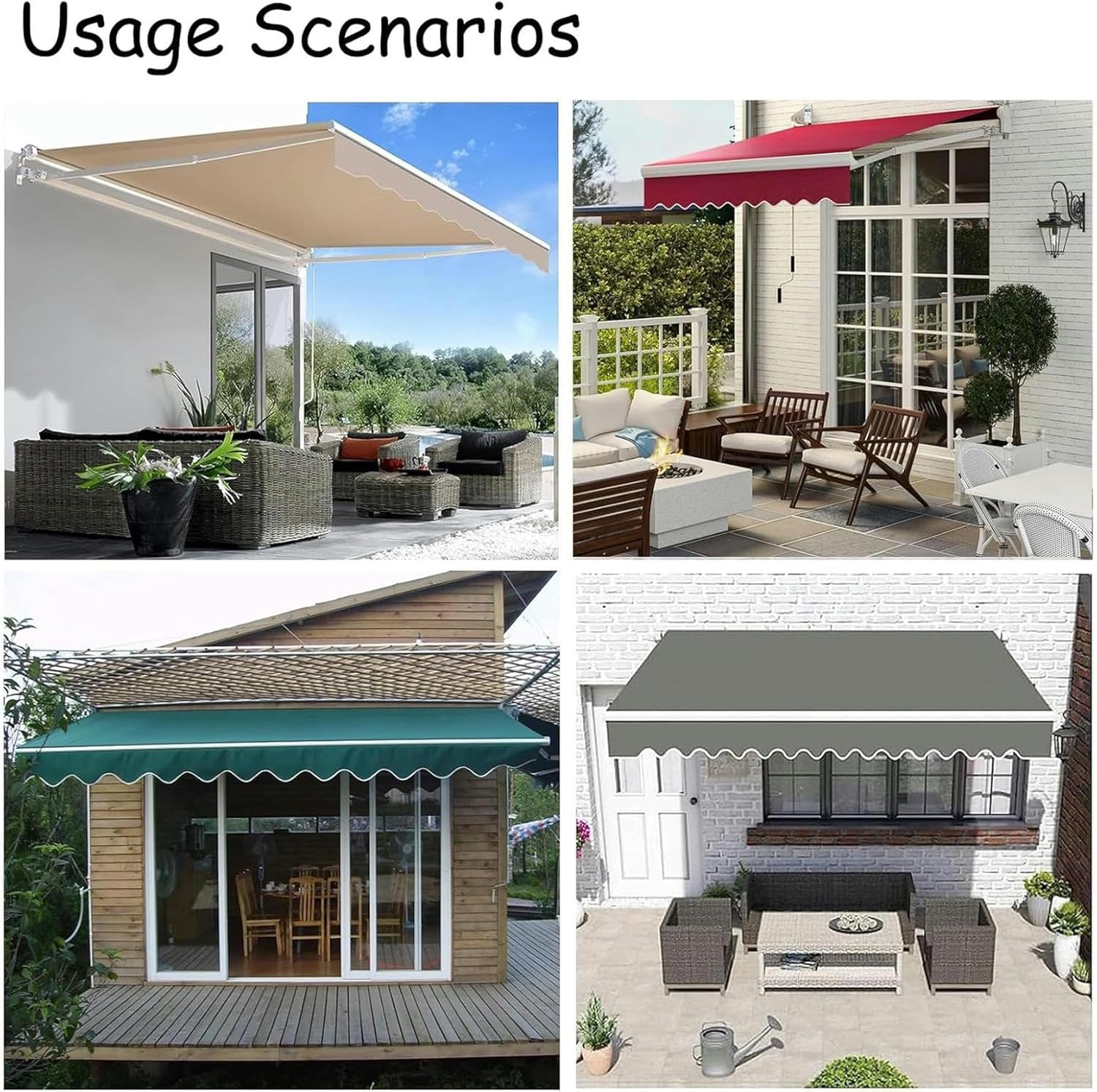 AMNOOL Patio Awning Fabric Replacement Polyester Canopy Cover top Waterproof Cloth Retractable Sun Shade Valance Outdoor Canvas shelter (Without Frame)