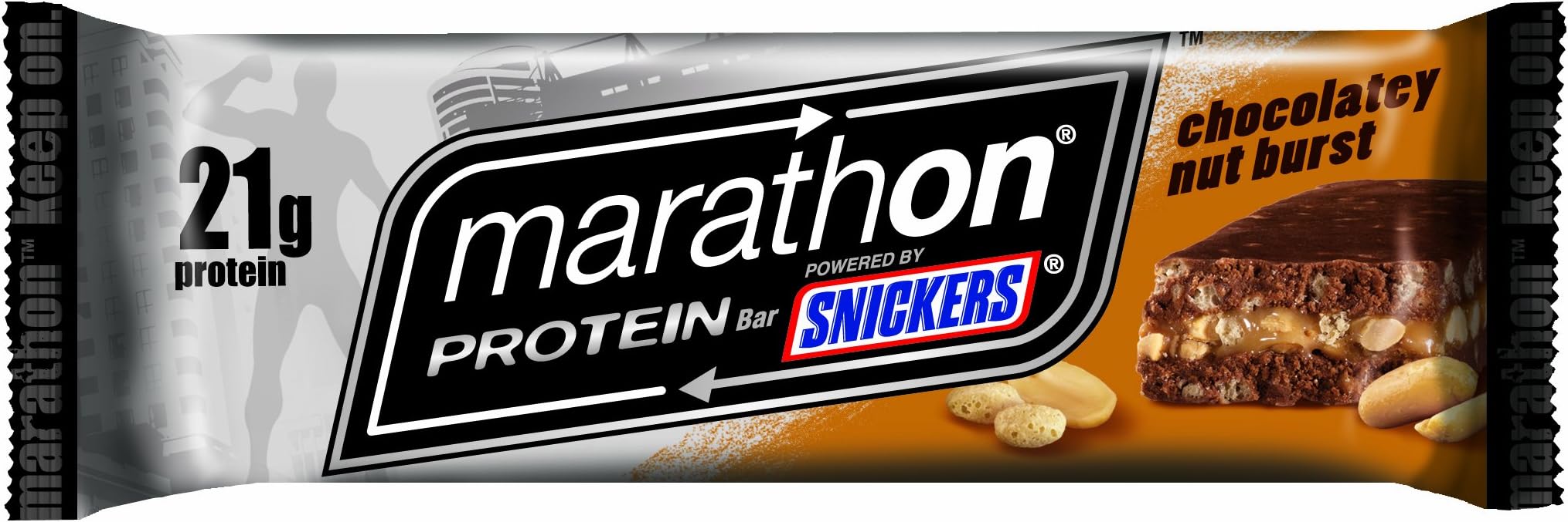 Marathon Bars High Protein Chocolatey Nut Burst Singles,2.82oz Bars(Pack of 12)