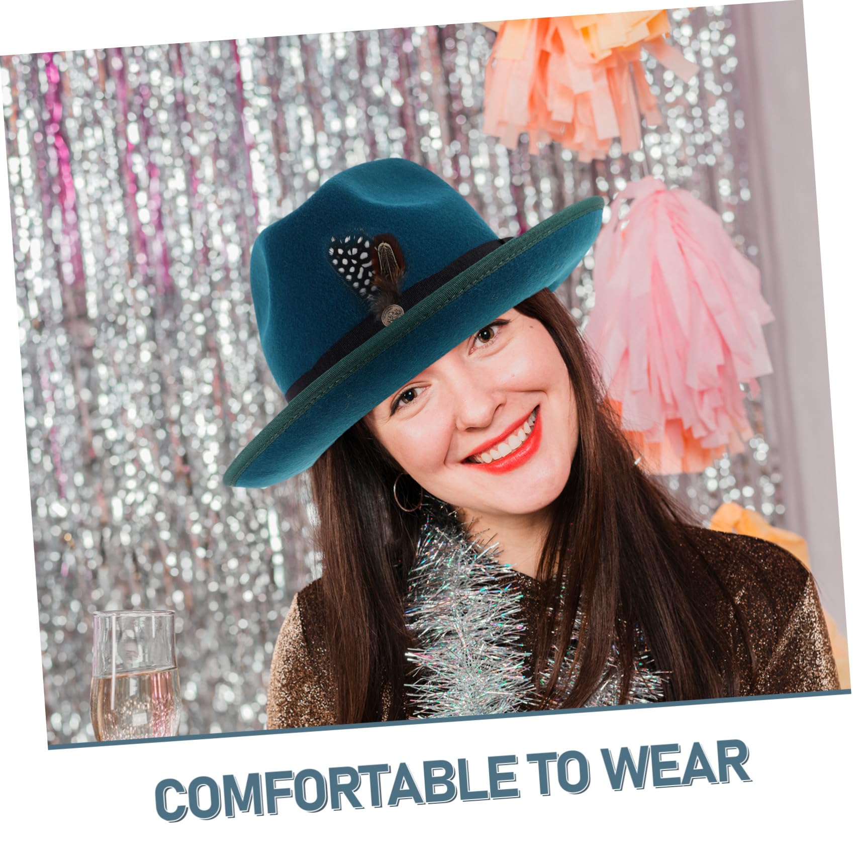 FRCOLOR Sombrero Fedora De Fieltro De Lana Unisex Estilo Occidental Clásico ala Ancha Ideal para Fiestas y Eventos