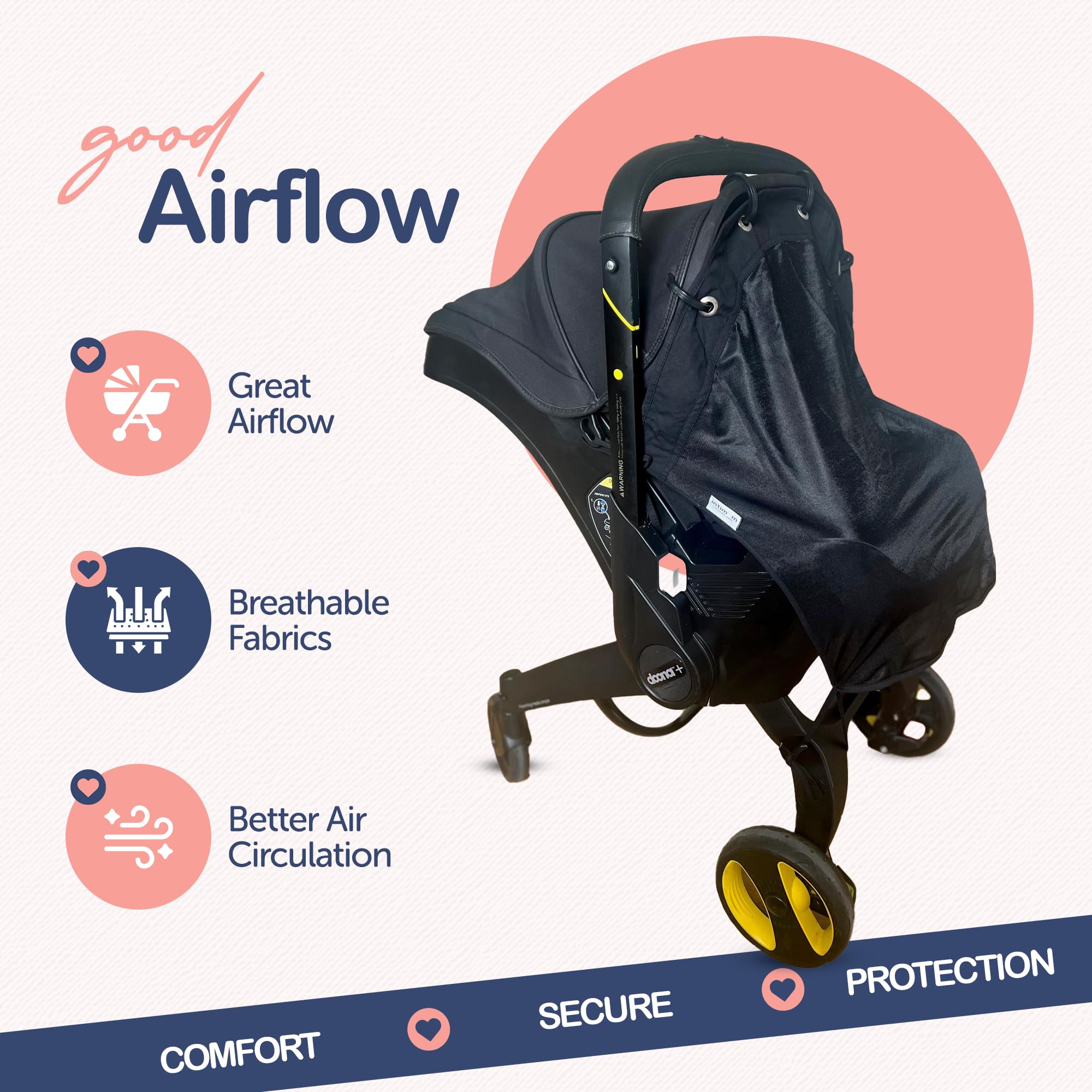 Pare-soleil pour poussette – Housse de protection UV universelle pour poussettes avec transparent, bloque le soleil à clipser, pare-soleil pour bébé, ajustement respirant, réglable, couverture