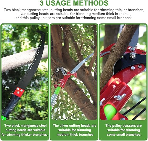 Miniatura 6 de Sierra manual de poste de árbol de 26 pies, podadora de árboles extensible para podar árboles, recortadora de ramas manuales con mango largo para
