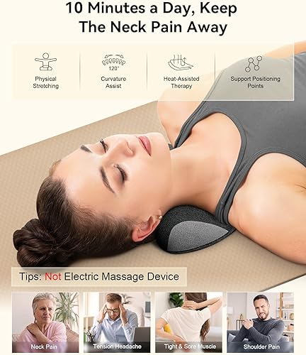 Miniatura 2 de Ensanchador de cuello térmico para aliviar el dolor, relajante de cuello y hombros, dispositivo de tracción cervical calentado de grafeno, corrector