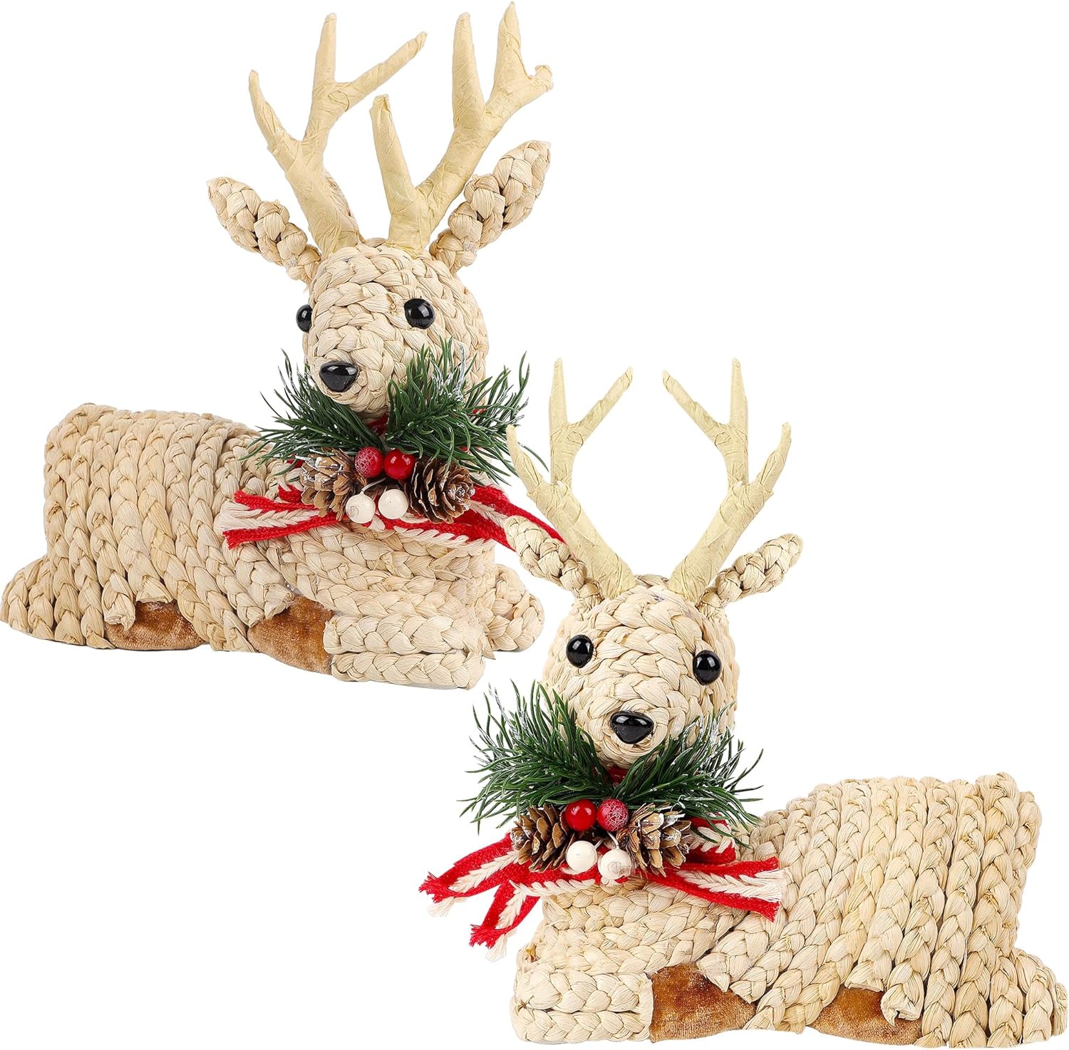 Lulu Home Set of 2 Christmas Tabletop Decor, Straw Woven Reindeer Figurines Rustic Tabletop Ornaments for Holiday Centerpiece, Fireplace Mantel, Shelf and Indoor Xmas Decorations Lulu Home Set of 2 Christmas Tabletop Decor, Straw Woven Reindeer Figurines Rustic Tabletop Ornaments for Holiday Centerpiece, Fireplace Mantel, Shelf and Indoor Xmas Decorations