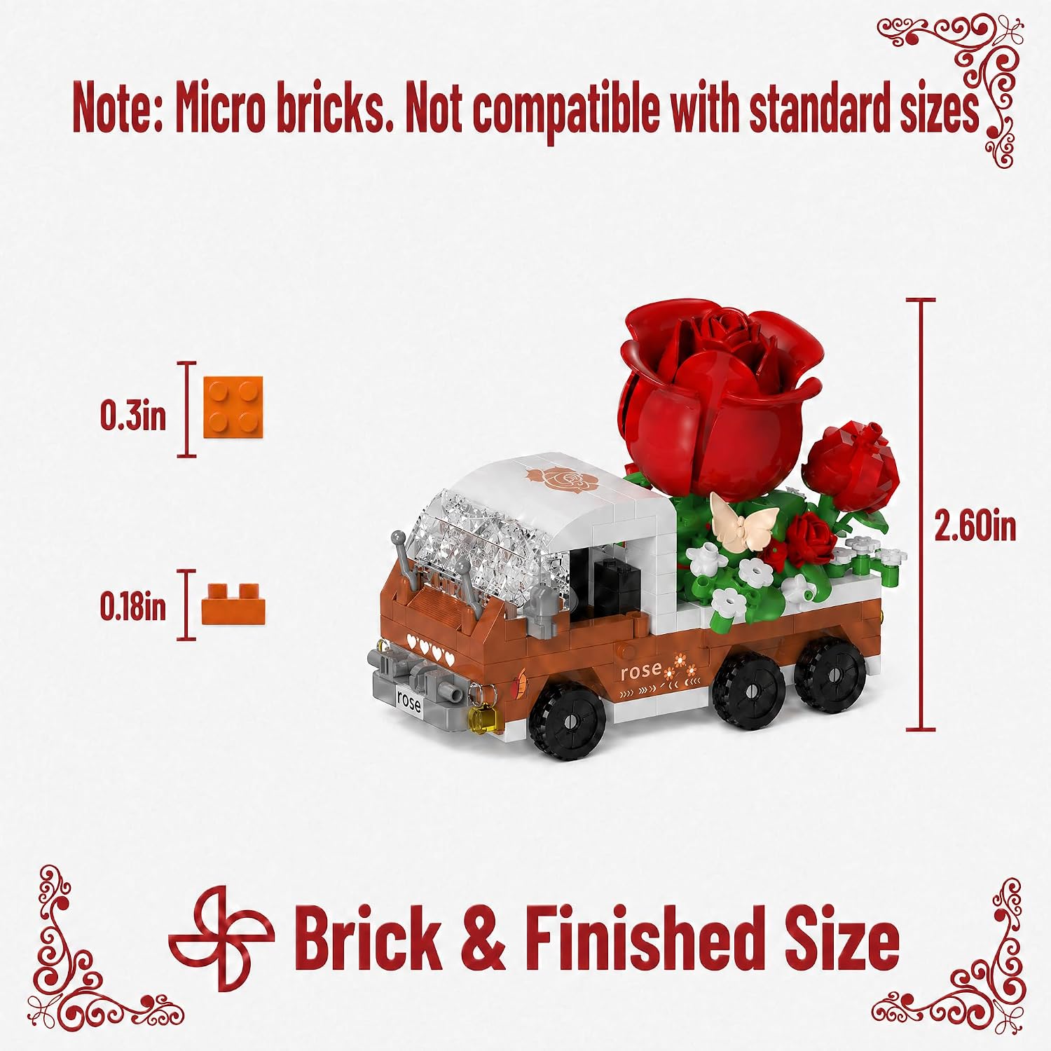 6 Set Flower Truck Mini Floral Car Building Toy Set image 2