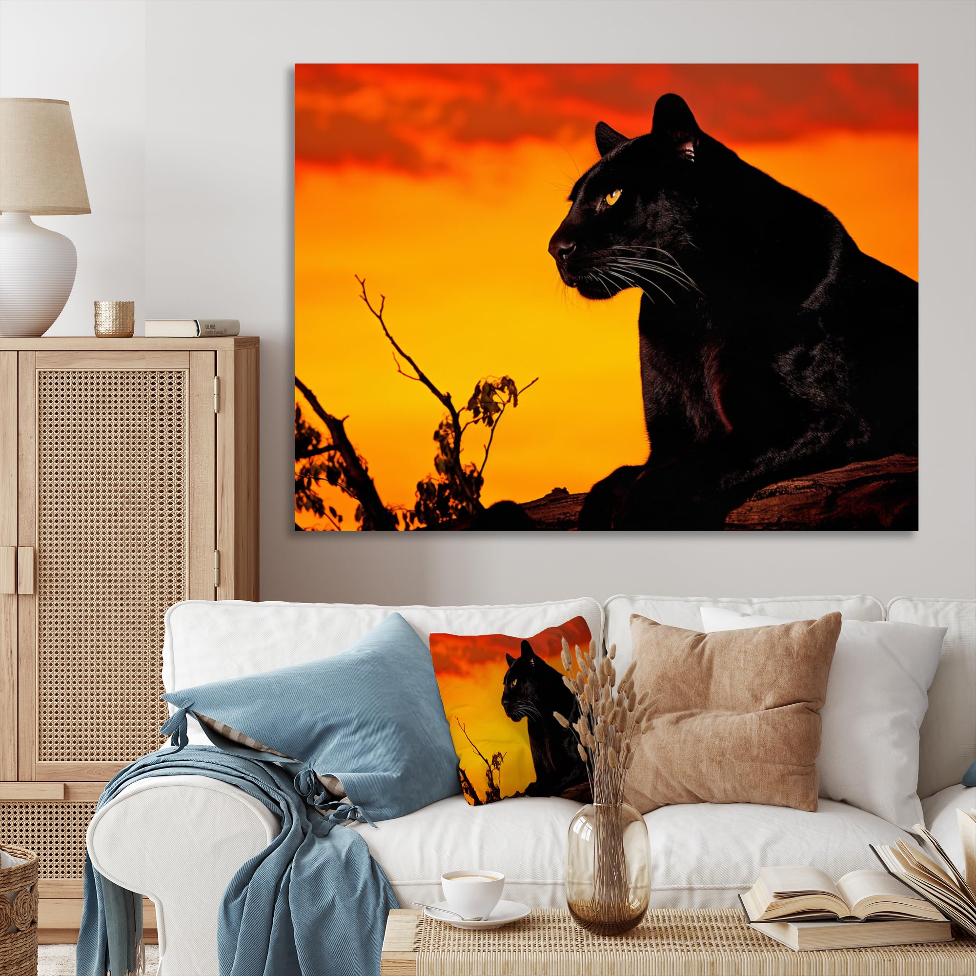 Panther Print, Grote canvas muurkunst, mooie ingelijste kunst in de