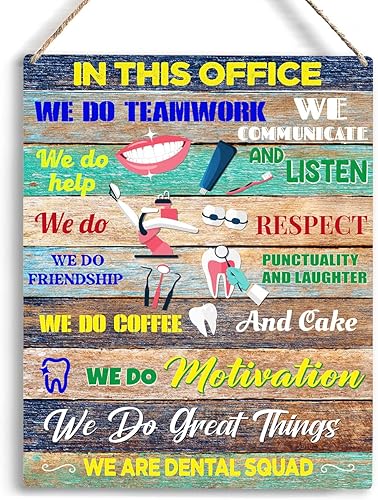 Decoración de oficina, guardia dental, higienista dental, decoración de pared, letrero con texto en inglés "This Office We Are Teamwork Dentist We