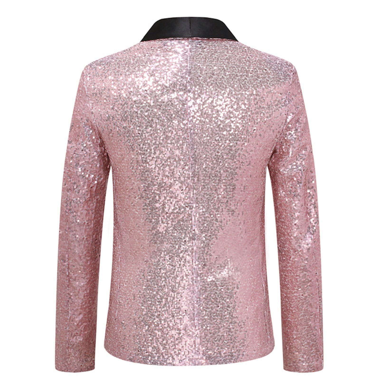 Giacca da uomo con paillette, per Carnevale, matrimonio, con brillantini, per il tempo libero, sportivo, stile moderno, smokings lucido