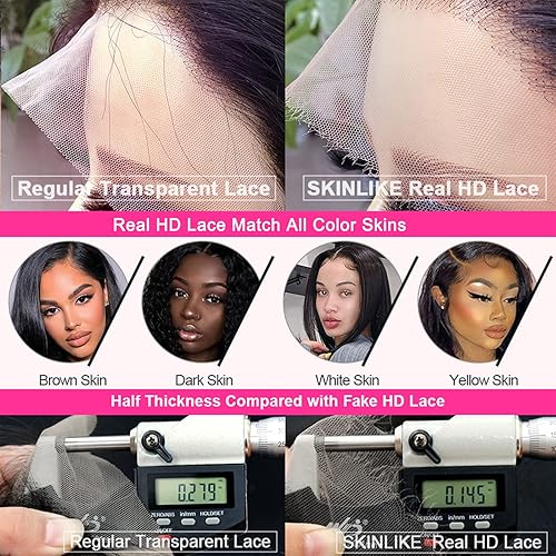 Miniatura 6 de Lemoda SKINLIKE - Cabello humano virgen brasileño 10A con encaje frontal HD de 13 x 4 pulgadas encaje frontal suizo HD de encaje frontal
