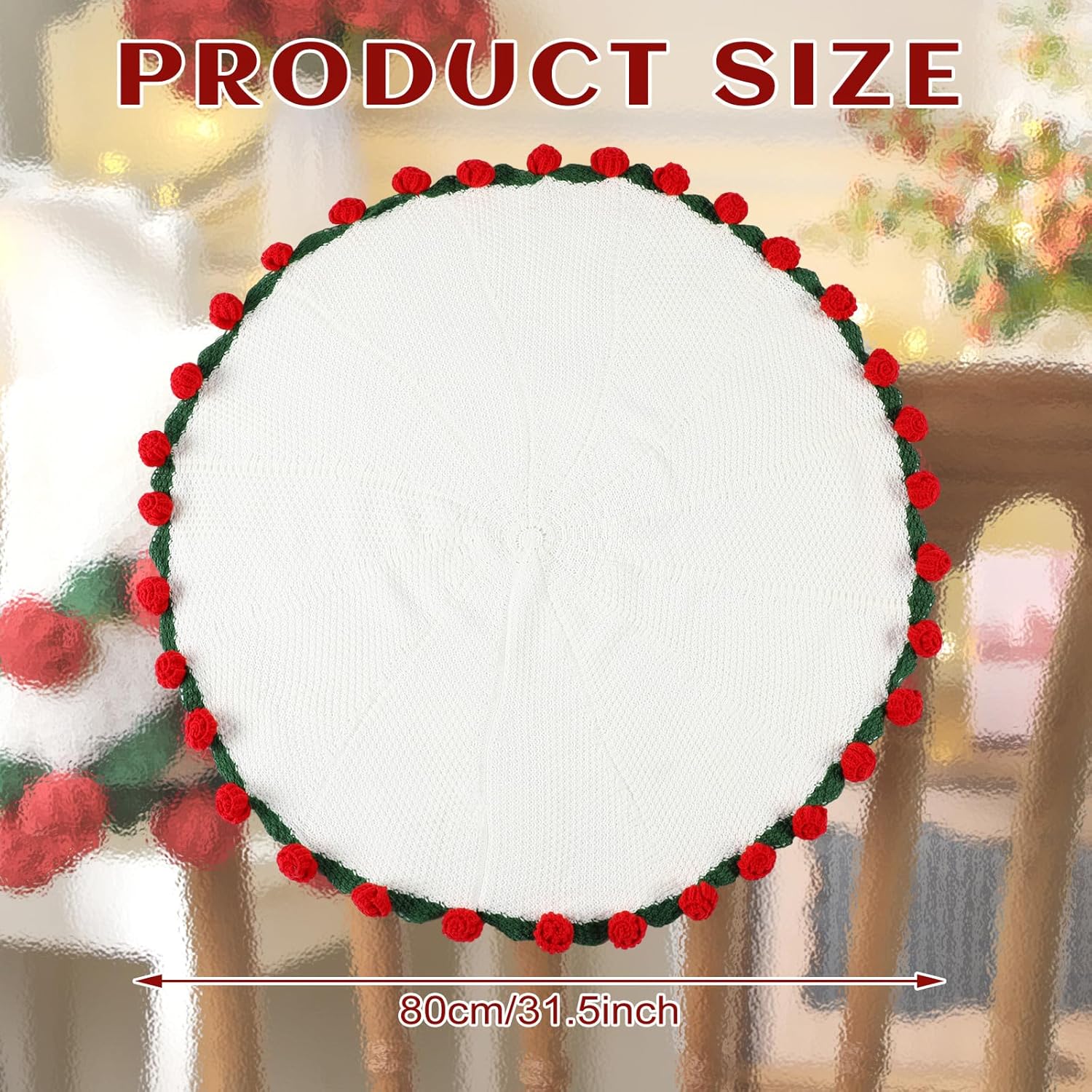 Valentines Day Gifts for Her Gifts, Women Soft Crochet Rose Flower Bouquet Blanket, Galentines Birthday Gift for Mom Girlfriend Wife Table Picnic, Washable(Rose,31.5 Inch,Red) - Image 2