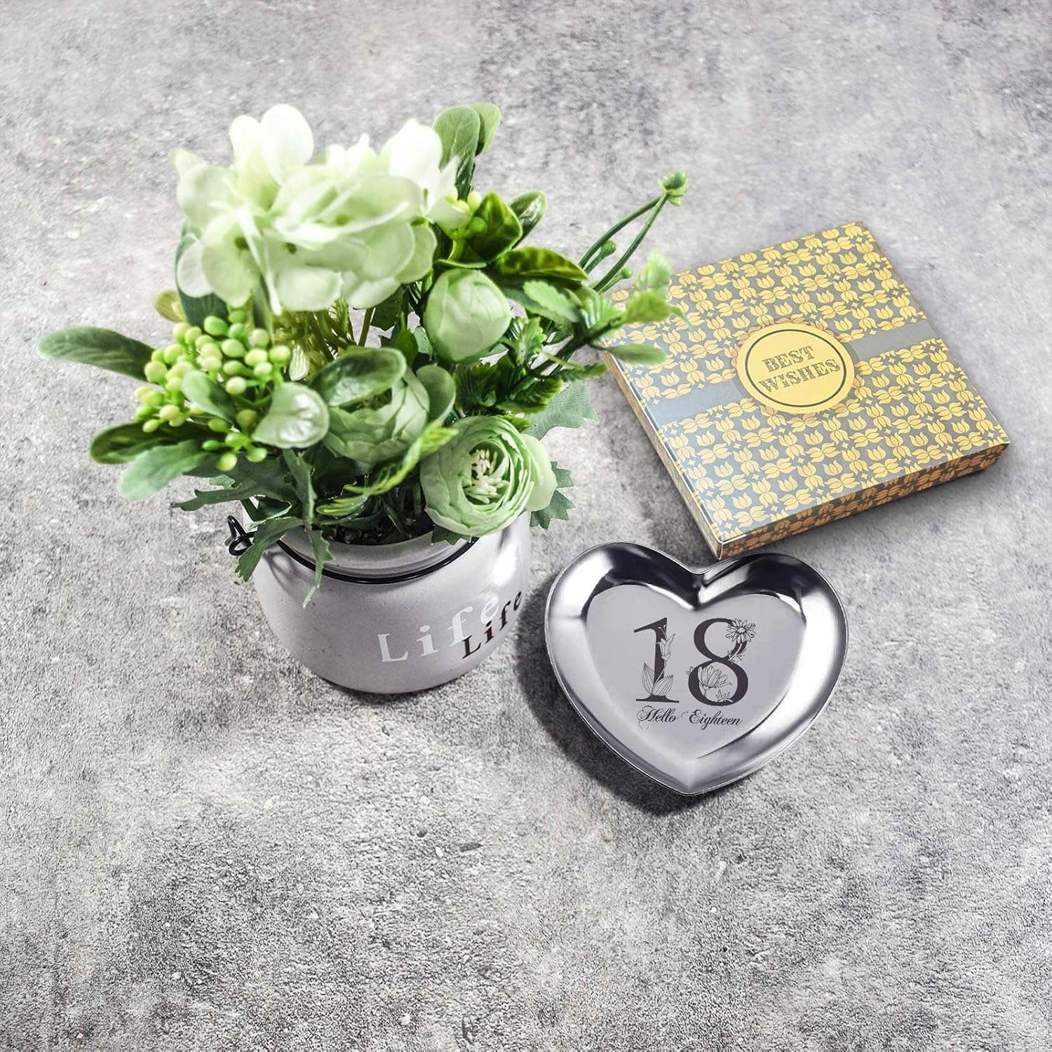 Hello 18 Birthday Stainless Steel Jewelry Tray Gifts Laser Engraved Heart Shape Dish Personalized 18th Birthday Gifts for Daughter Sister Granddaughter Niece Friend image 5