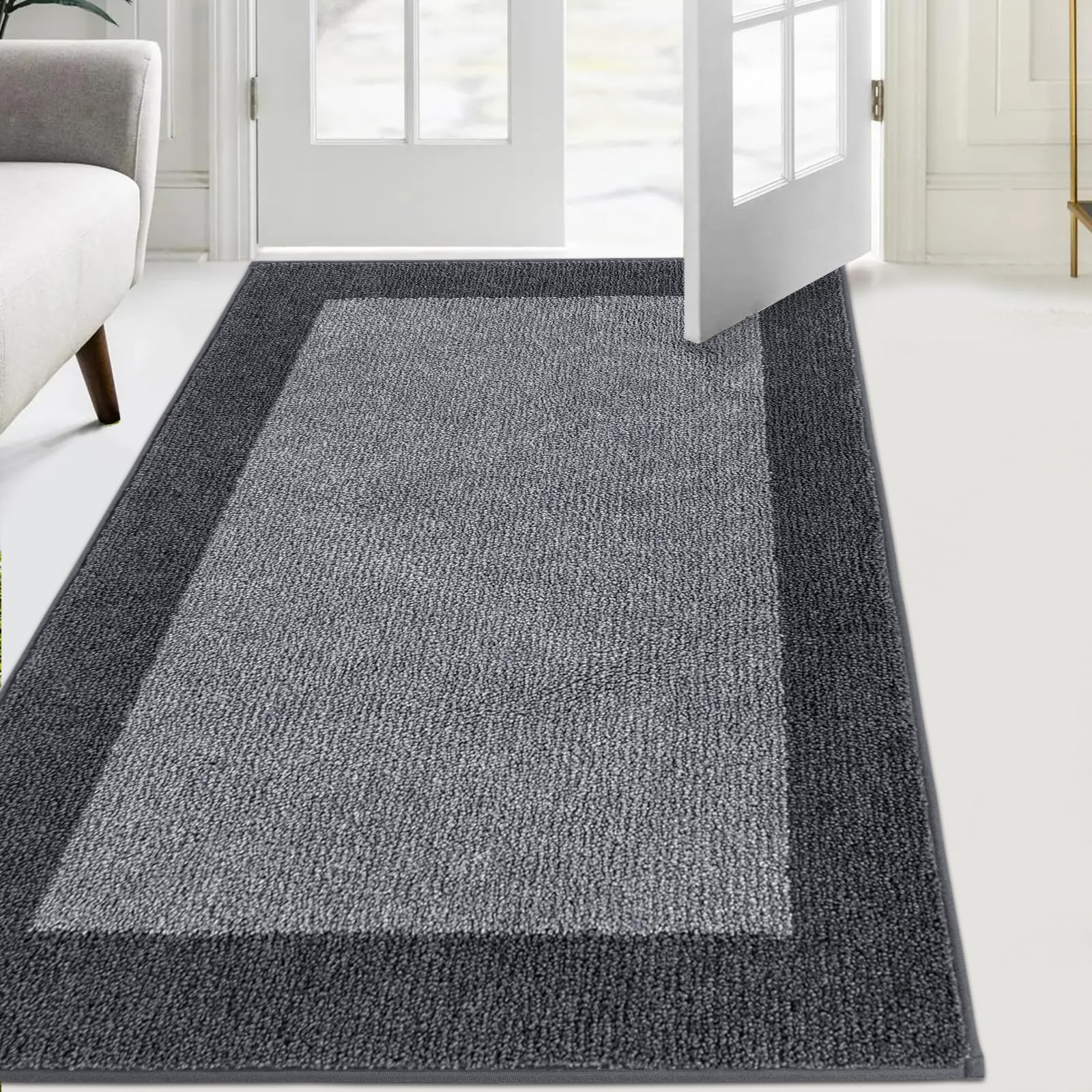 FCSDETAIL Schmutzfangmatte Innen, rutschfeste Fußmatte, waschbar Sauberlaufmatte, absorbierend Fussmatte für Hund, Eingang, Haustür