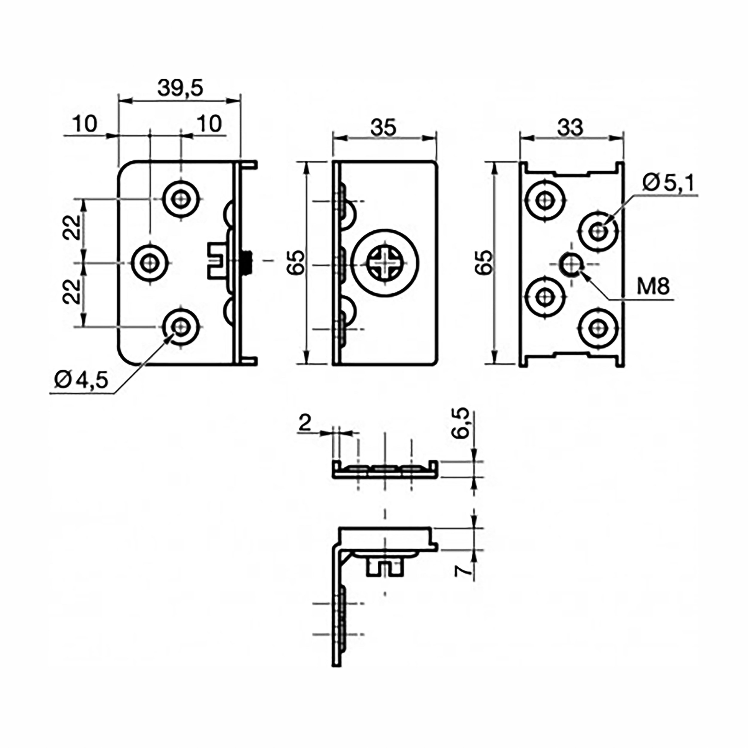 Bed Connecting/Connector Corner Fixing Brackets Plate System Manufactured from Steel Zinc Plated - 65mm Height