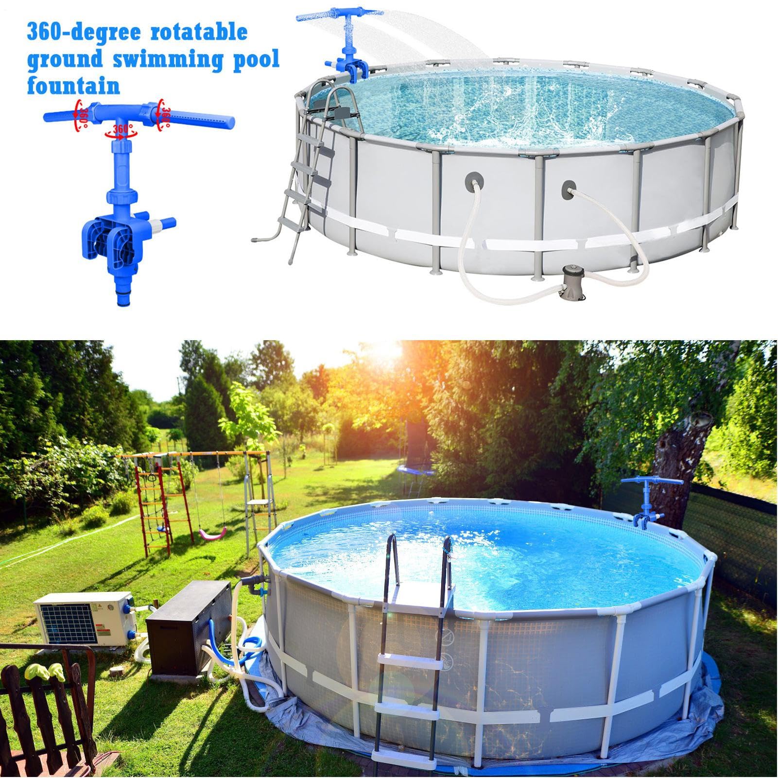 Fountain woda w sprayu do basenu, obracana o 360 stopni, z wysokim ciśnieniem, wydajna, regulowana chłodnica do użytku na zewnątrz, do spa, na podwórku, do parku, podwórka, dekoracja, funkcjonalny PP