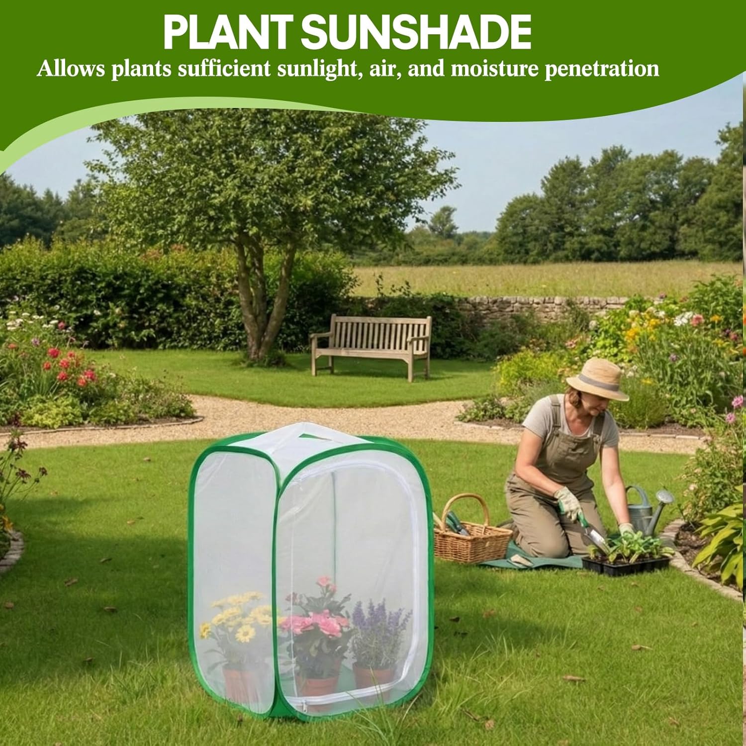 Gilprop 2 Pack Mesh Plant Covers 15.7 x 15.7 x 23.6 Inch Tomato Crop Netting Cage Garden Tents for Plant Protection from Insects Animals Outdoor Tall Crop Cage for Fruit, Vegetables, Flowers and Herbs