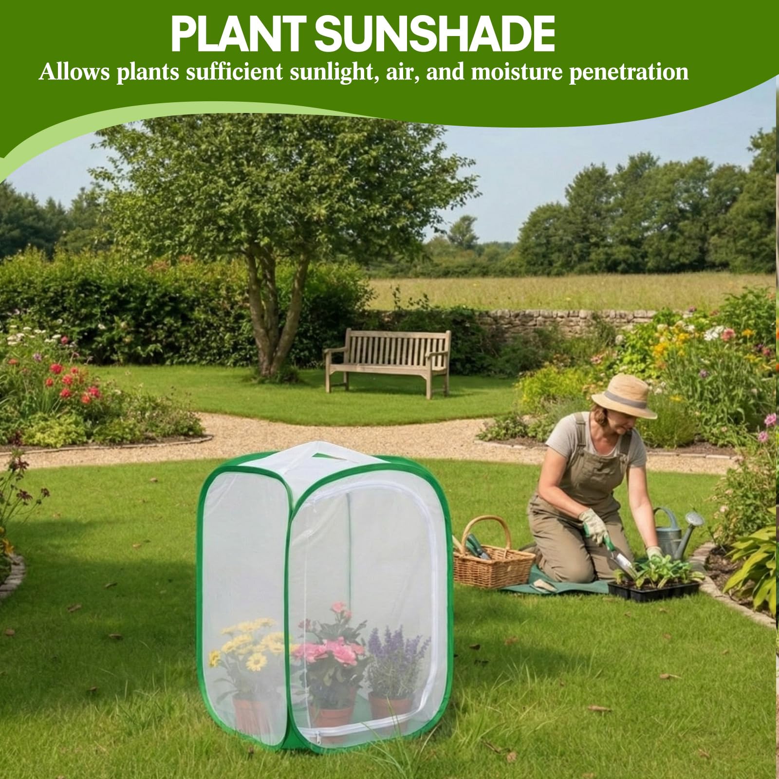 Gilprop 2 Pack Outdoor Mesh Plant Enclosures 23.6" Tall Crop Cage for Fruit Vegetables, Flowers and Herbs - Image 5