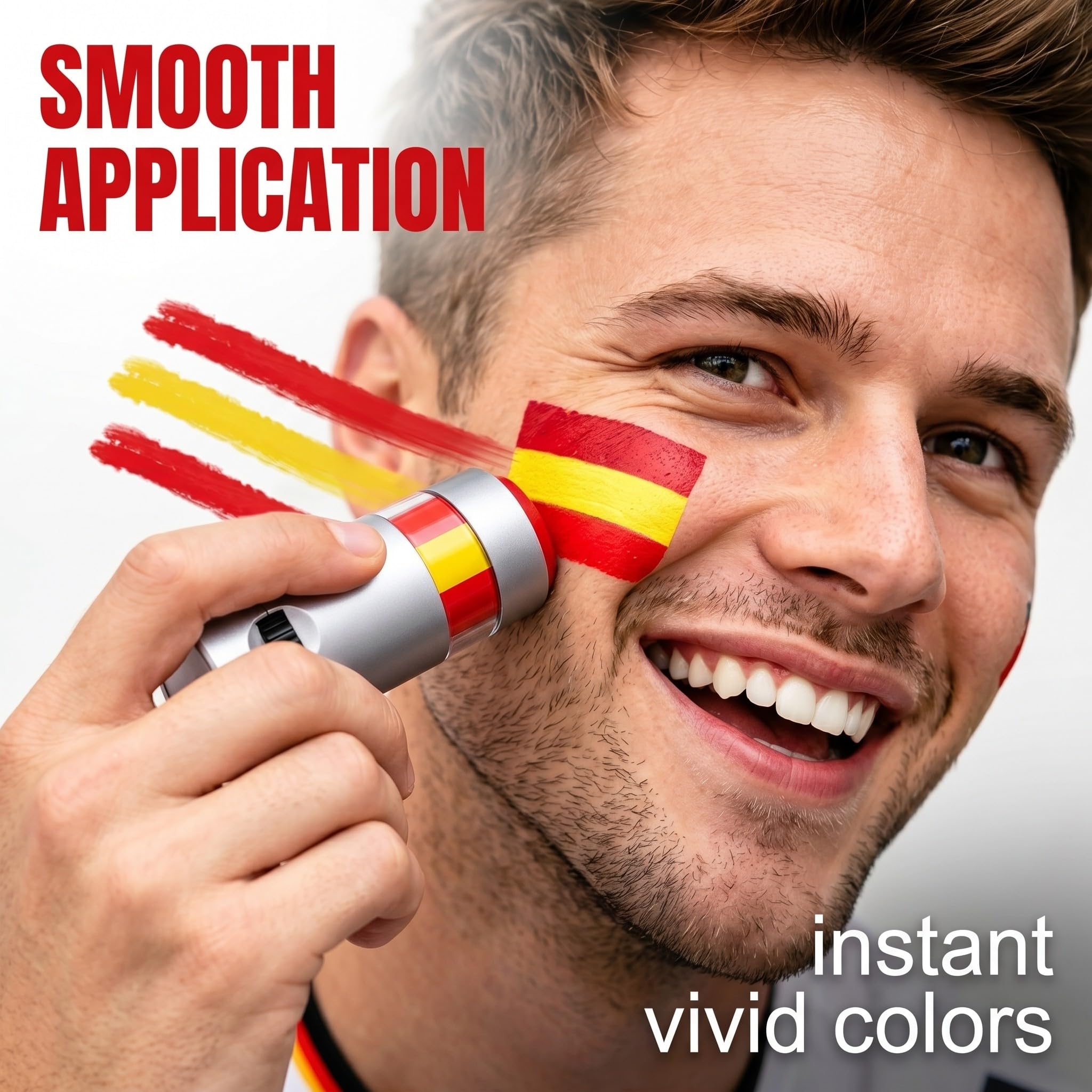 Pintacaras Bandera de España 2 Piezas, pintura facial roja y amarilla para fútbol y fiestas