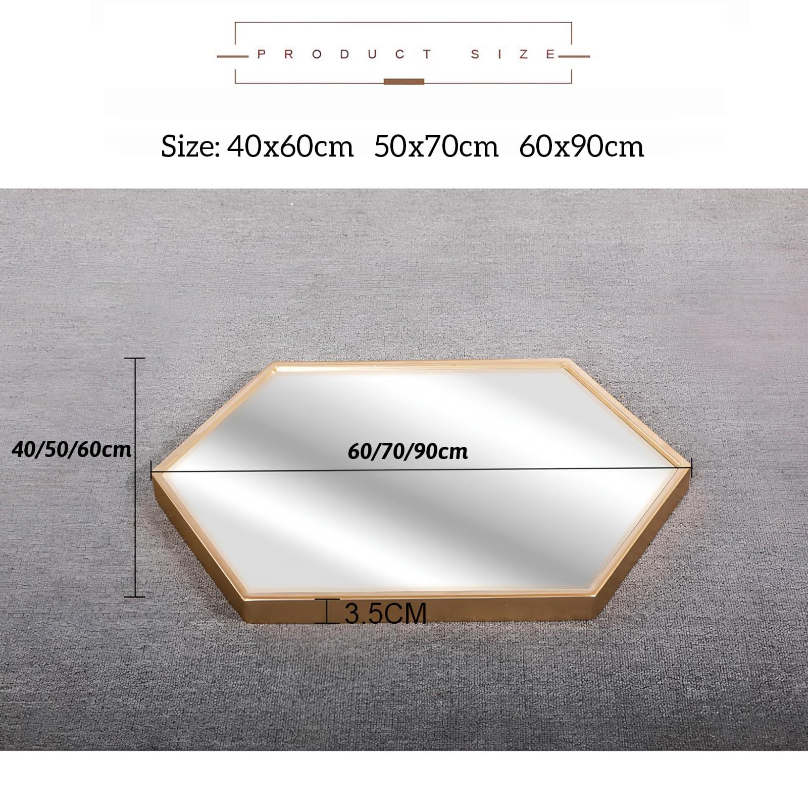 Specchio da Parete Esagonale con Cornice in Metallo, Specchio Cosmetico da Bagno 40x60 Cm 50x70 Cm 60x90 Cm, Decorazione Murale Moderna E Geometrica(60x90cm/23.6x35.4in)