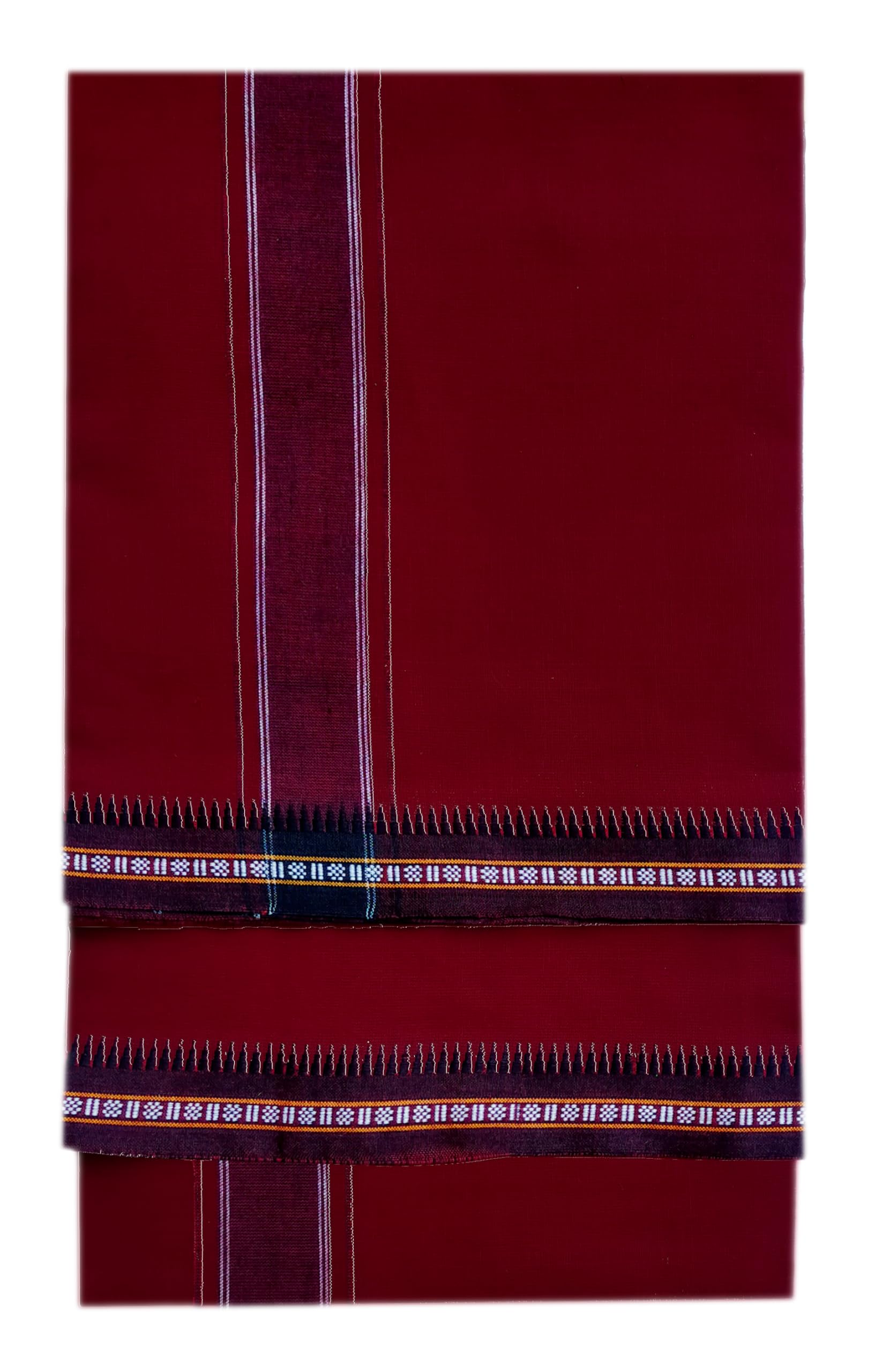 YETTALANยฎ Mens Thalapathy Border 100% Cotton Temple Wear Dhoti 2.00 Meters Mundu/Vesti