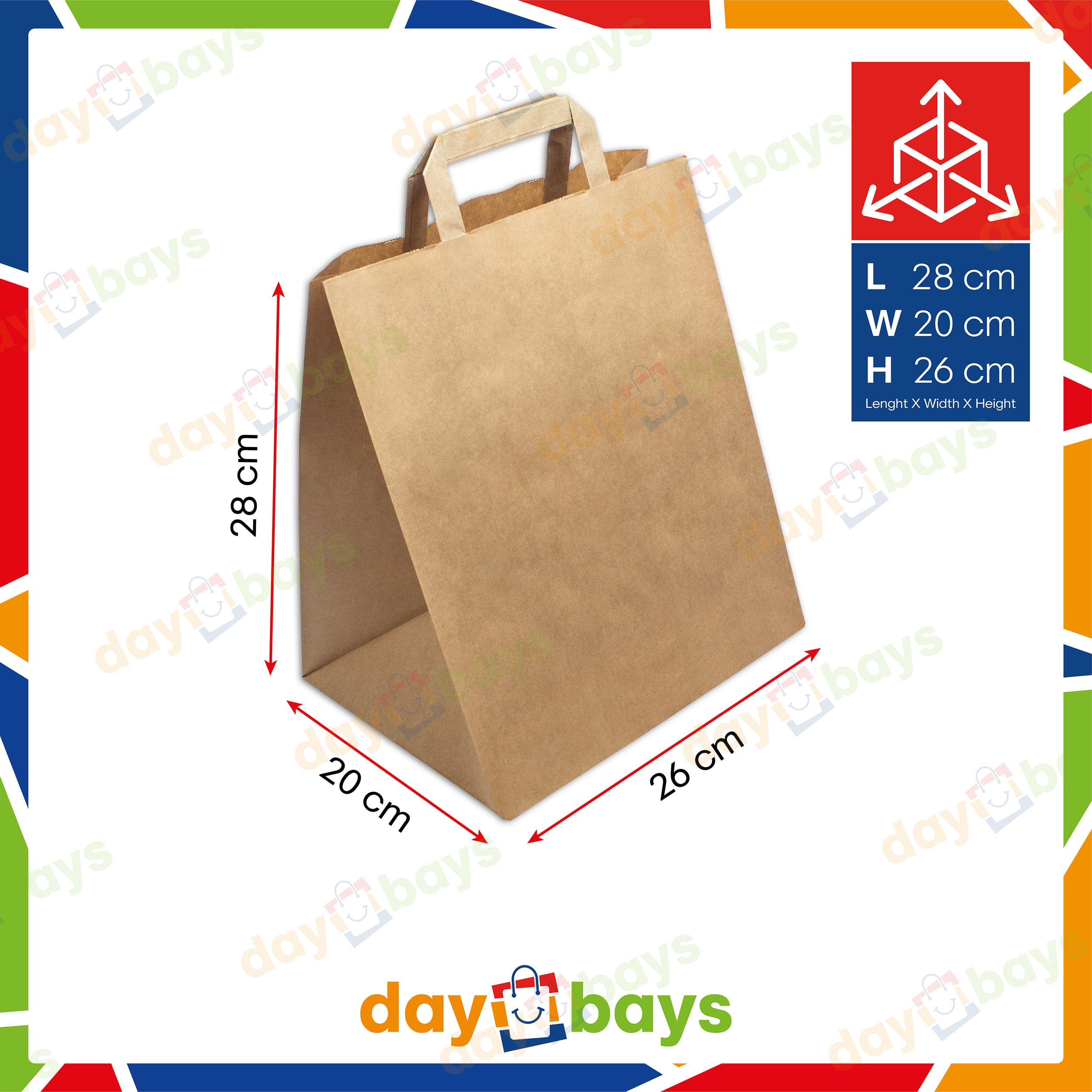 Papiertüten 26+20 x 28 cm Braun, 1000 Stk. Geschenktüten Papiertragetaschen mit Henkel aus Kraftpapier, Papiertaschen Geschenktüte Papiertüte klein (1000)