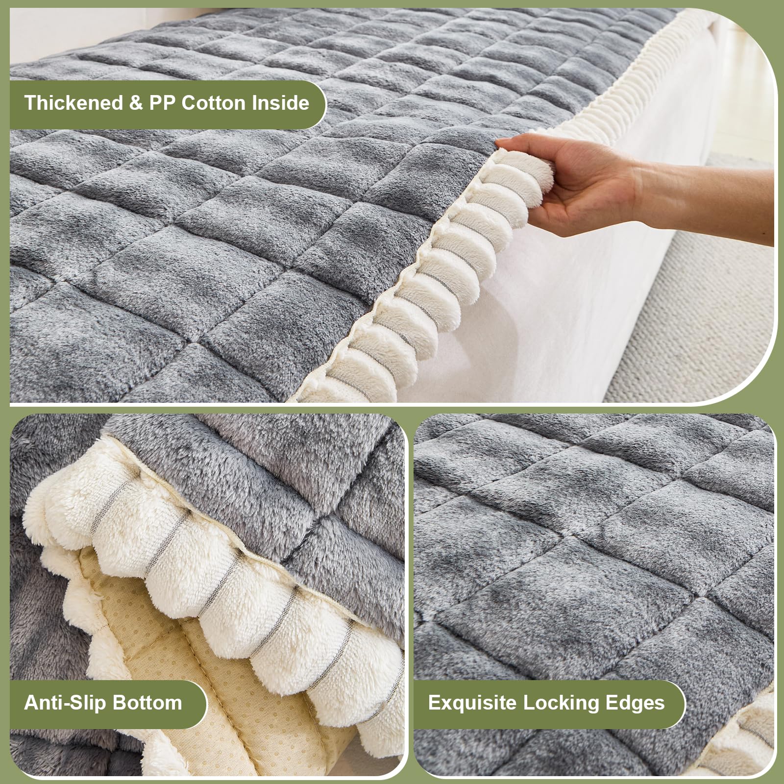 LiveGo Milk Velvet Sofa Cover, Washable Pet-Friendly Couch Cover, Non-Slip Fuzzy Sofa Protector for 2/3/4 Seater - Image 4
