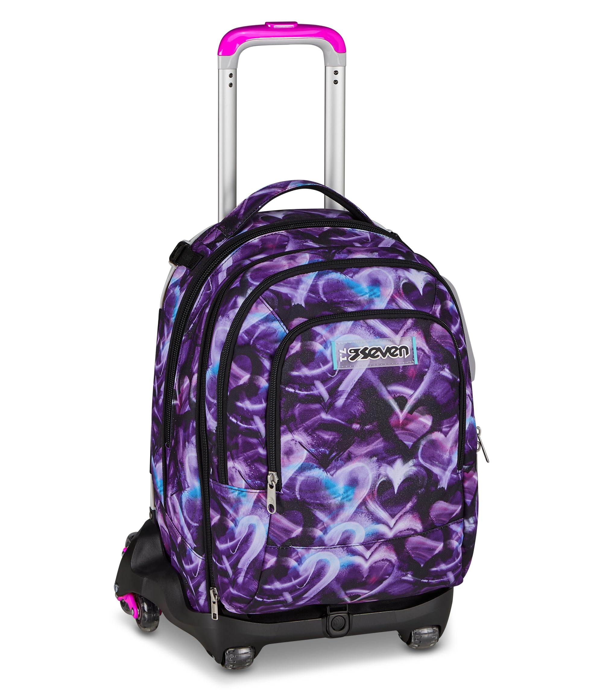 Seven Trolley Scuola Jack 8 Ruote Detach LOVEPASS, Viola, 43 L, Scomponibile, Zainetto staccabile, 4 in 1, Cross-over System, Tasche multifunzione, Scuola elementare e media, Bambina, Ragazza