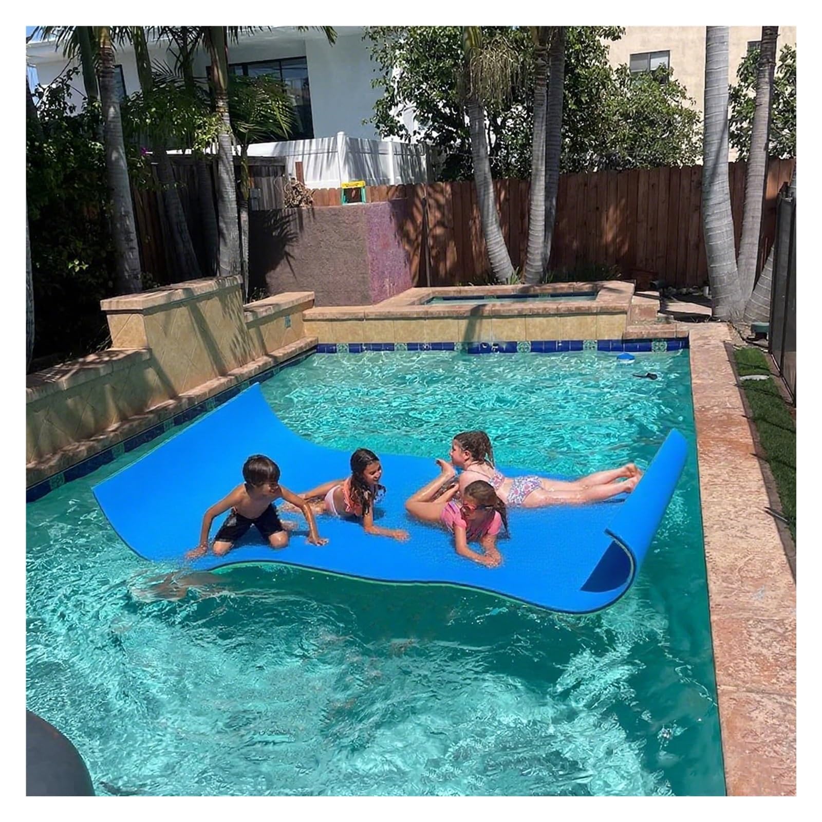 tappetino galleggiante Materassino Galleggiante Per Piscina, 6 9 12 18 Piedi, Blu, Arancione E Giallo, Grande, In Schiuma XPE, Riutilizzabile, Spesso 0,1 Piedi, Pieghevole, Per Adulti E Animali Domest