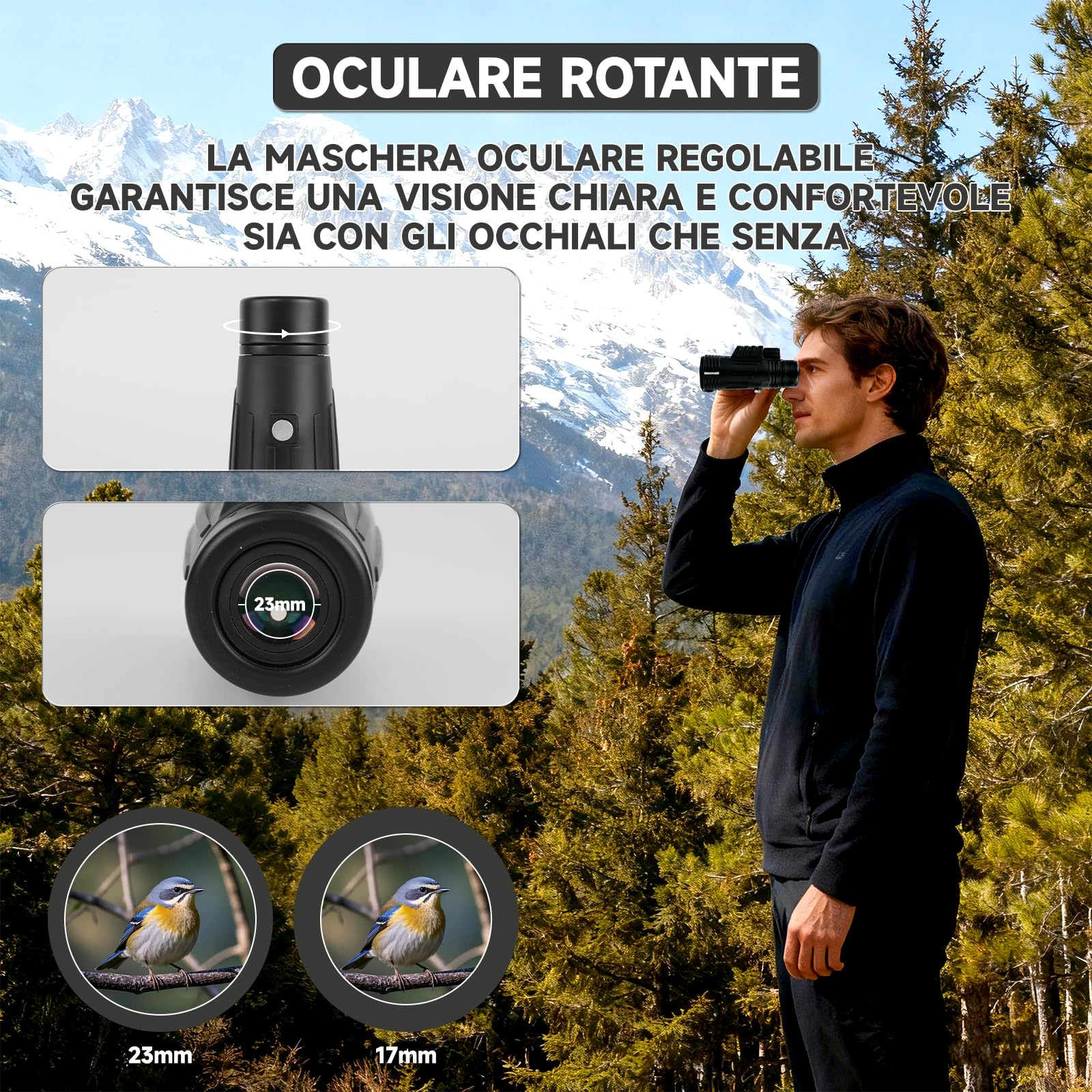 Telescopio Monoculare 8x42 ad Alta Potenza per Campeggio | HD Telescopio Monoculare Professionale Compatto per Adulti con Treppiede, per animali selvatici,caccia, campeggio